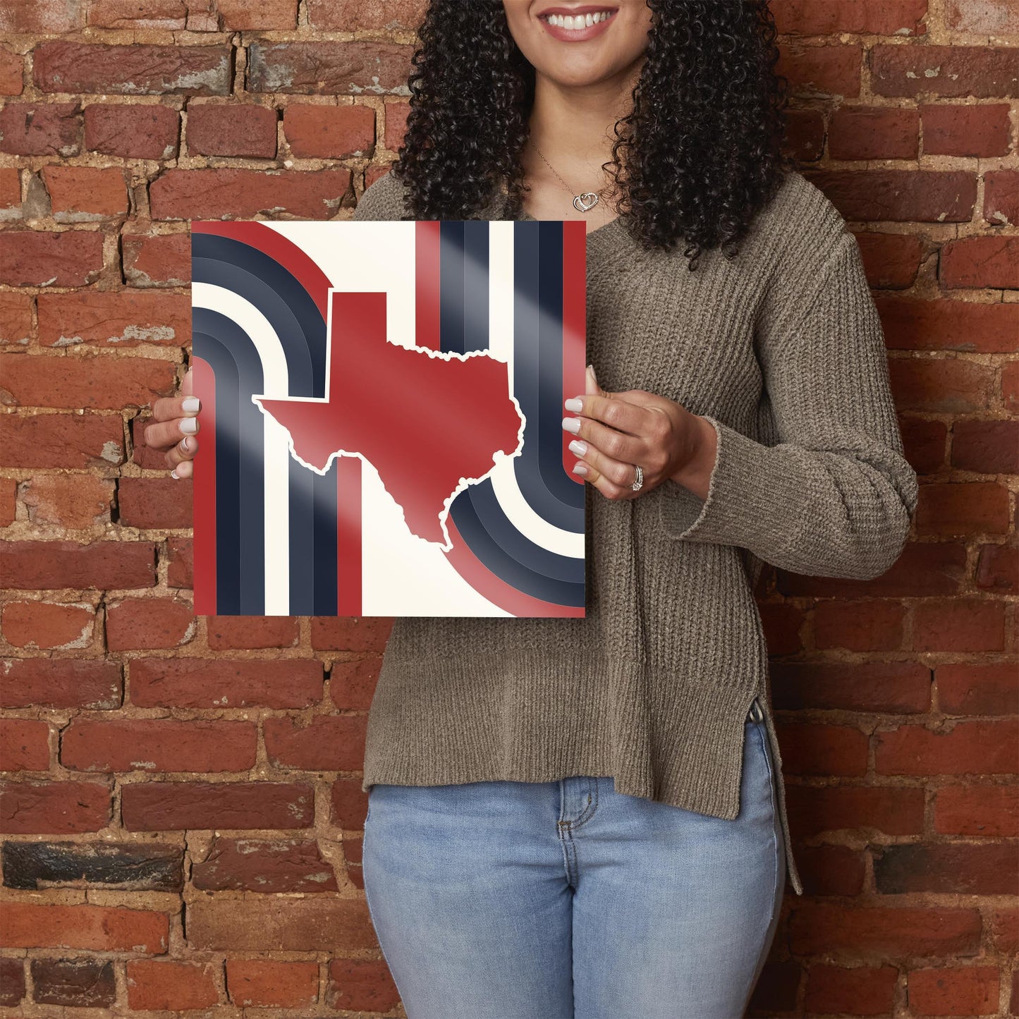Modern Minimalist Texas Colors Retro Shape | Hi-Def Glass Art | Eaches | Min 1