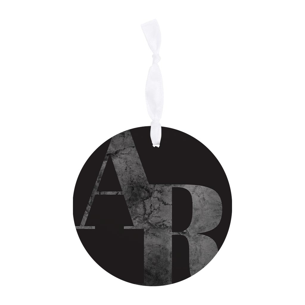 B&W Minimalist Arkansas Black Initials | Wood Ornament | Eaches | Min 6