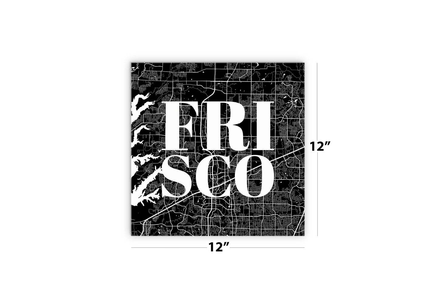 Minimalistic B&W Texas Frisco Map | Wood Sign | Eaches | Min 2