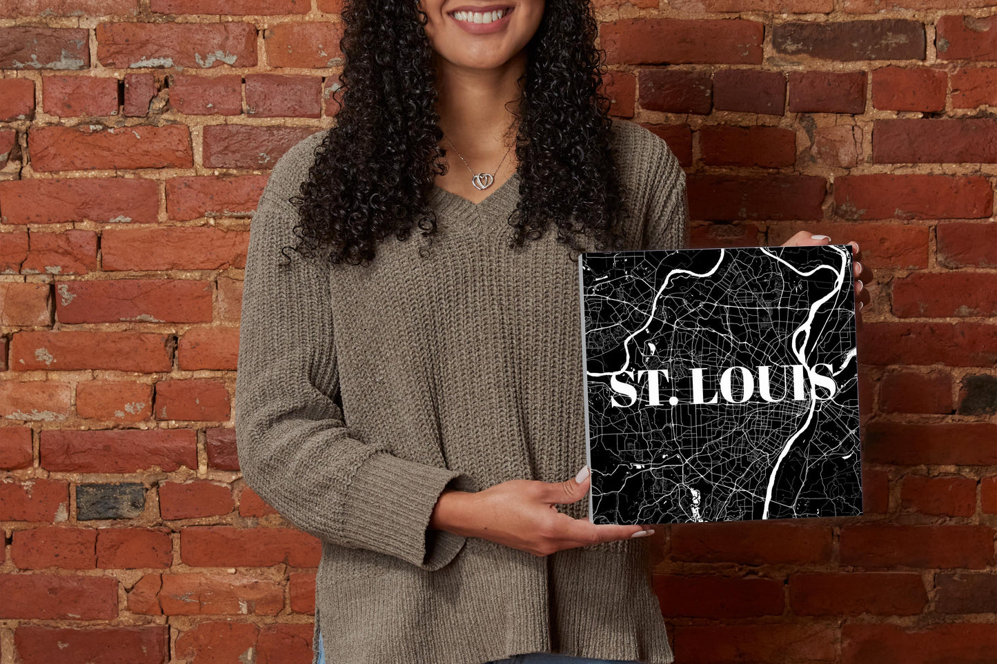 Minimalist B&W Missouri St Louis Map | Wood Block | Eaches | Min 2