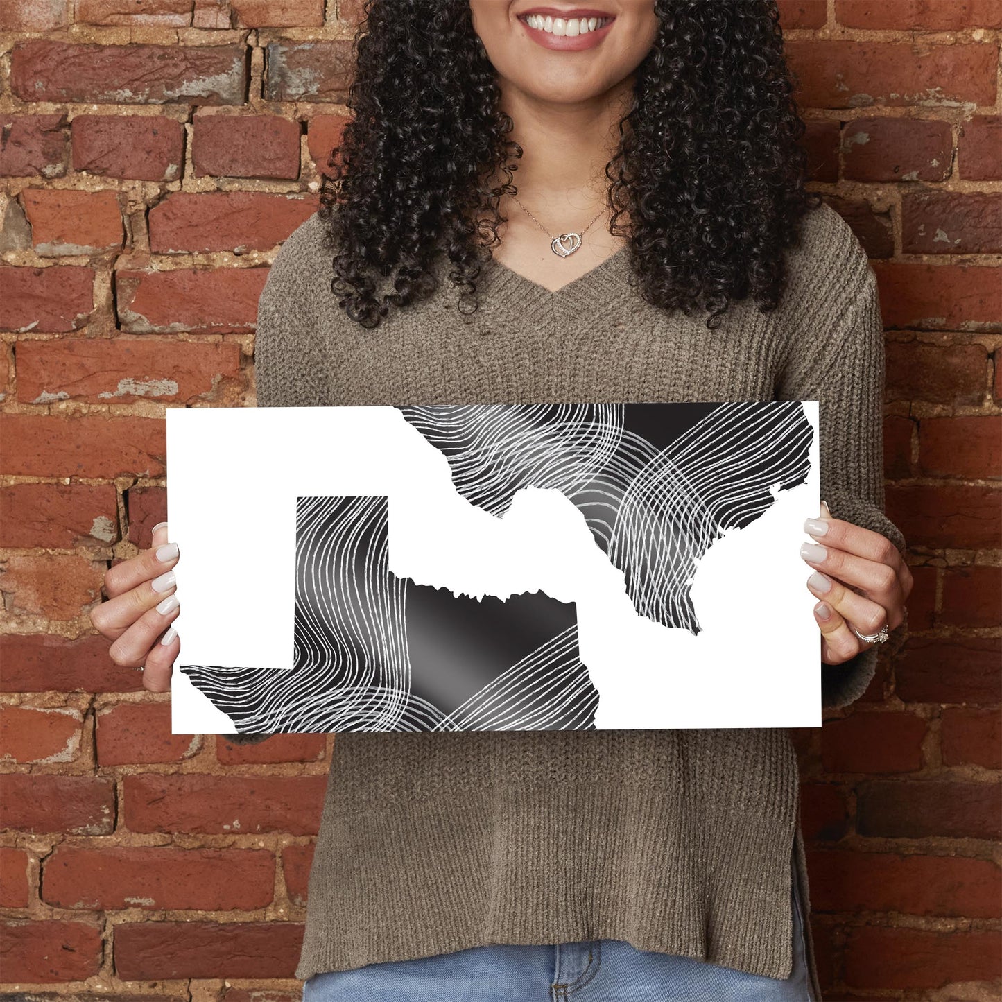 Modern Texas State Shape With Fluid Lines | Hi-Def Glass Art | Eaches | Min 2