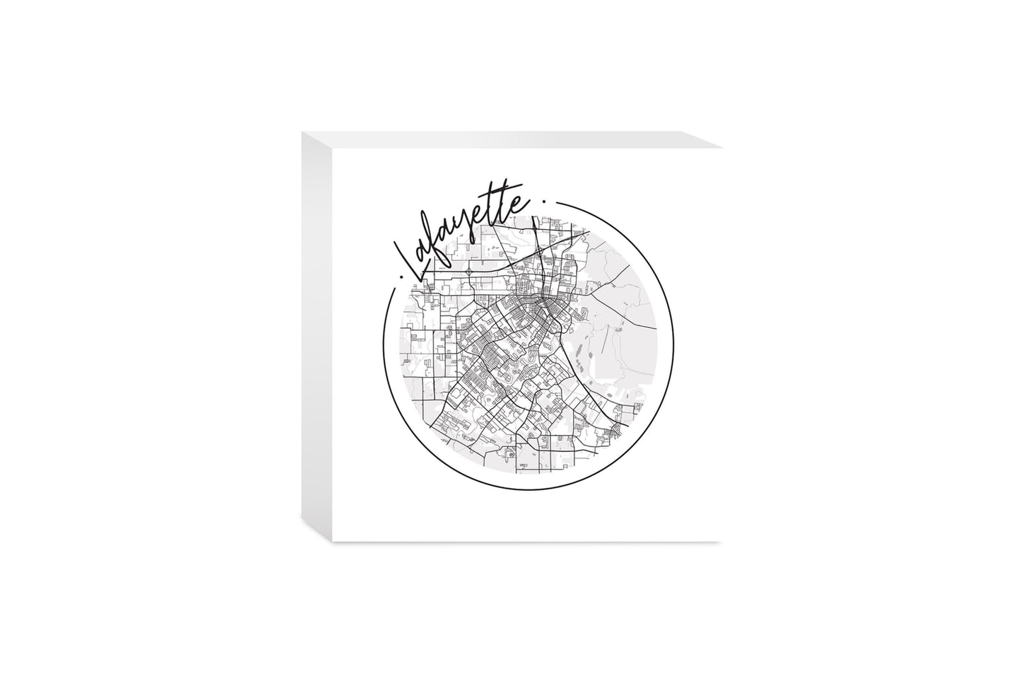 Modern Louisiana Lafayette Circle Map | Wood Block | Eaches | Min 4