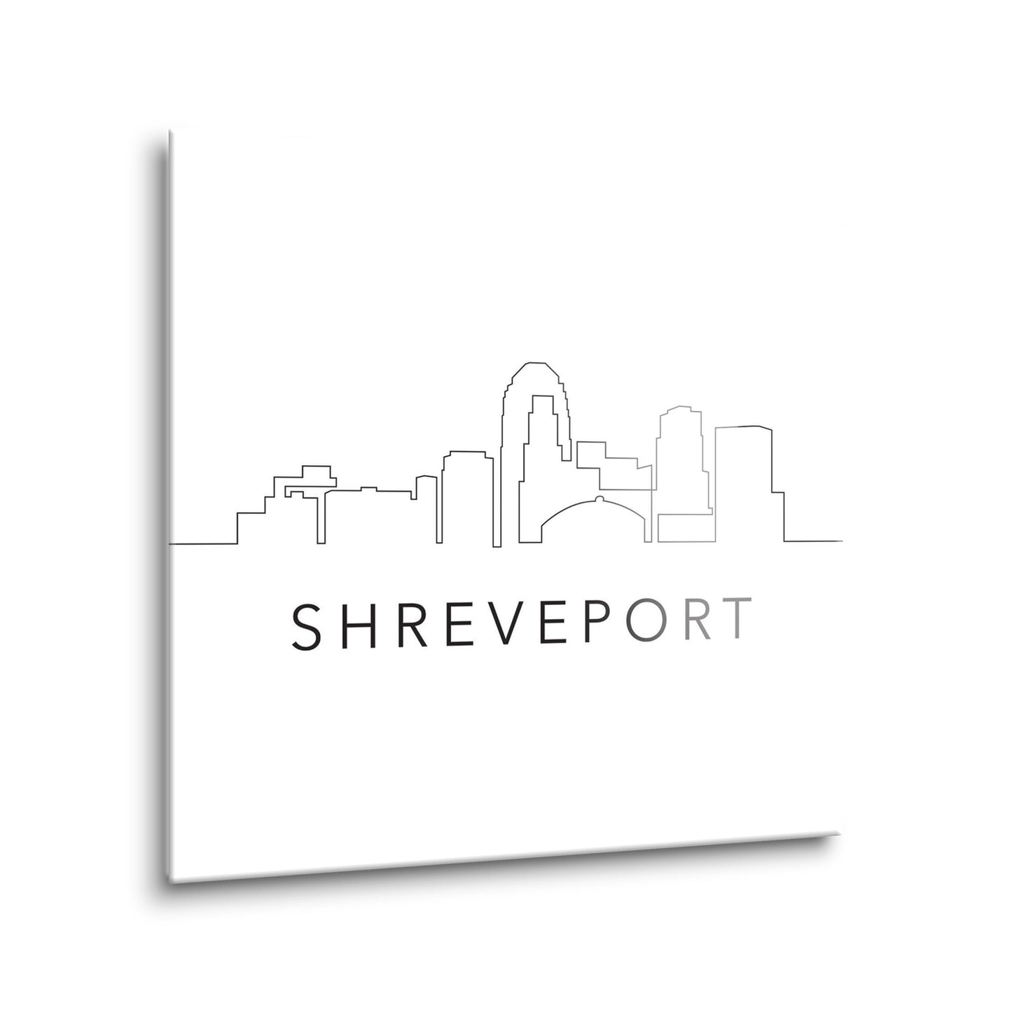 Modern Louisiana Shreveport City Line Drawing | Hi-Def Glass Art | Eaches | Min 2