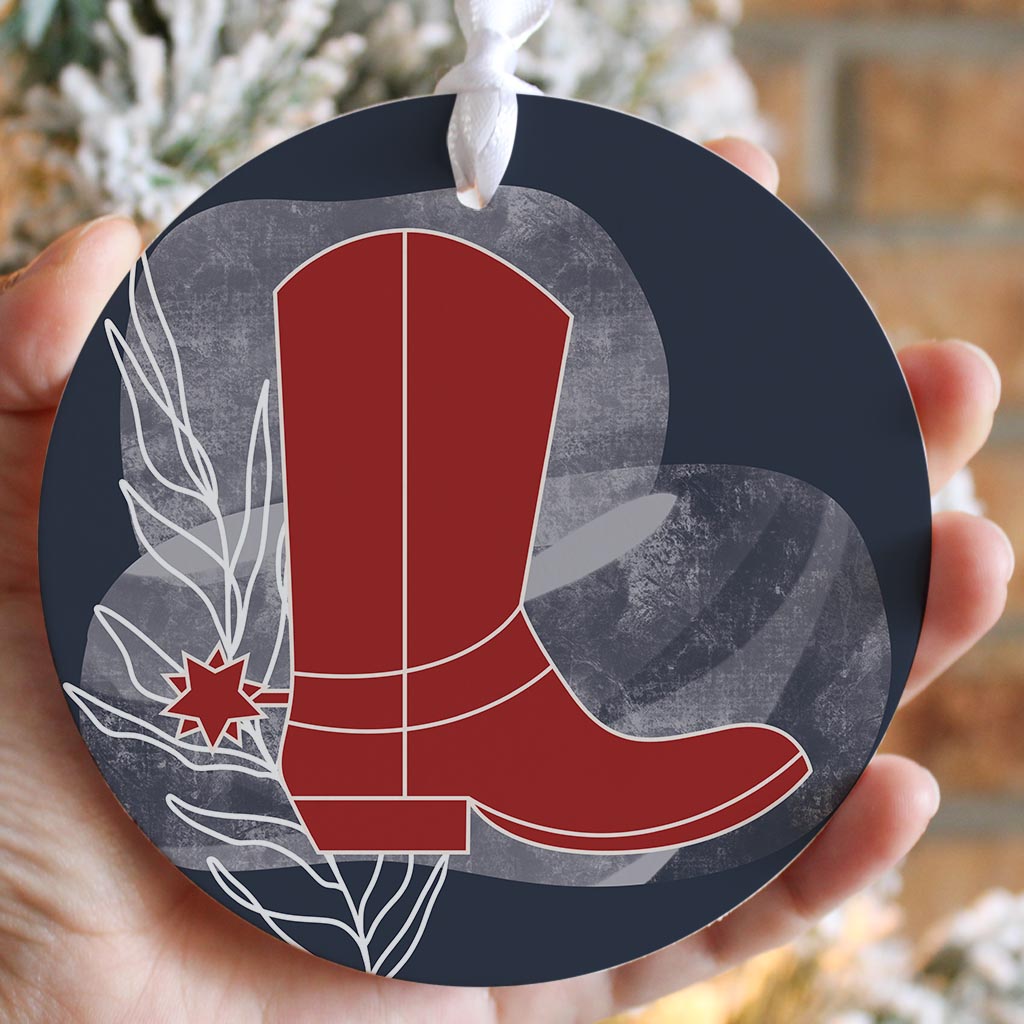 Modern Minimalist Texas Colors Boot | Wood Ornament | Eaches | Min 6