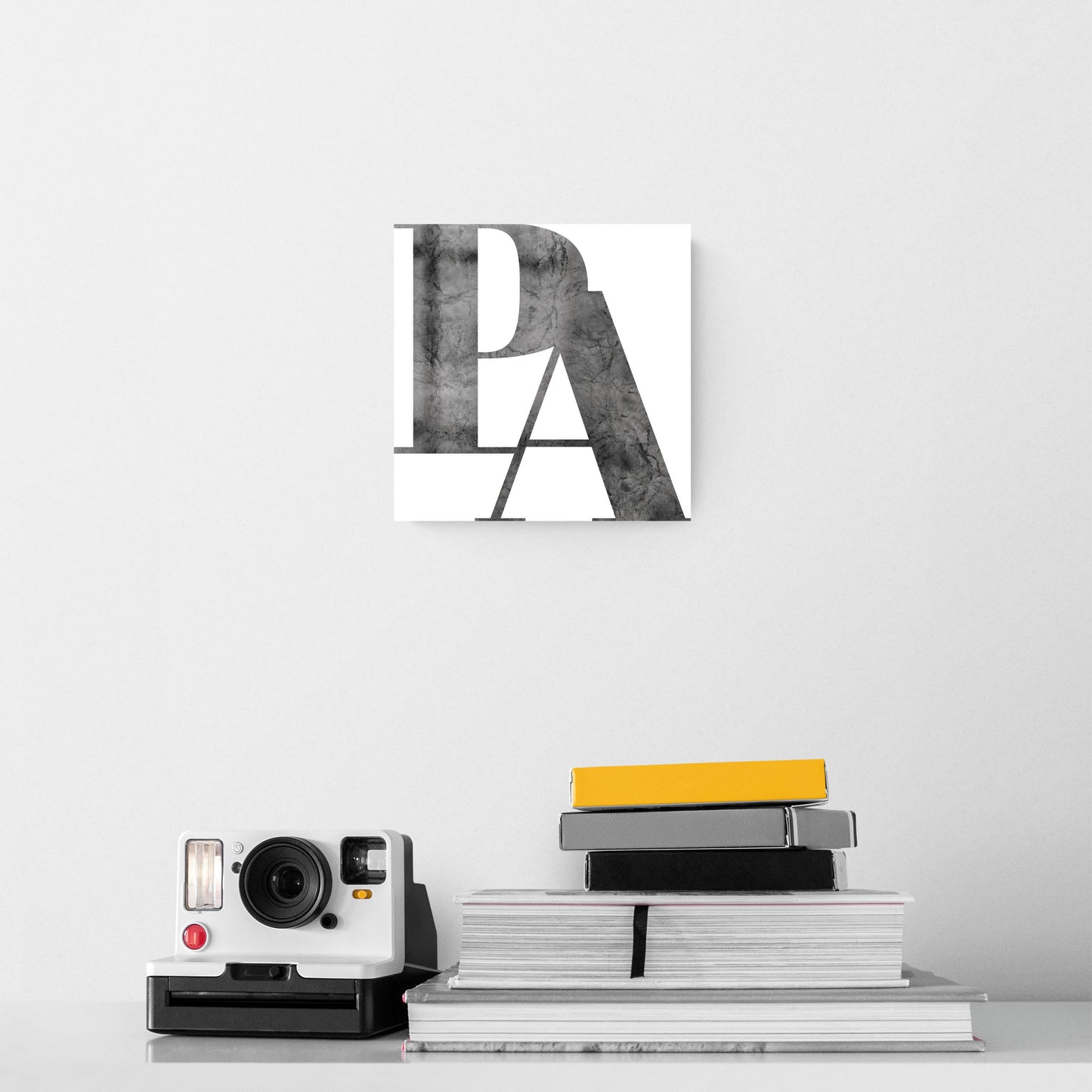 Minimalistic B&W Pennsylvania White Initials | Hi-Def Glass Art | Eaches | Min 2
