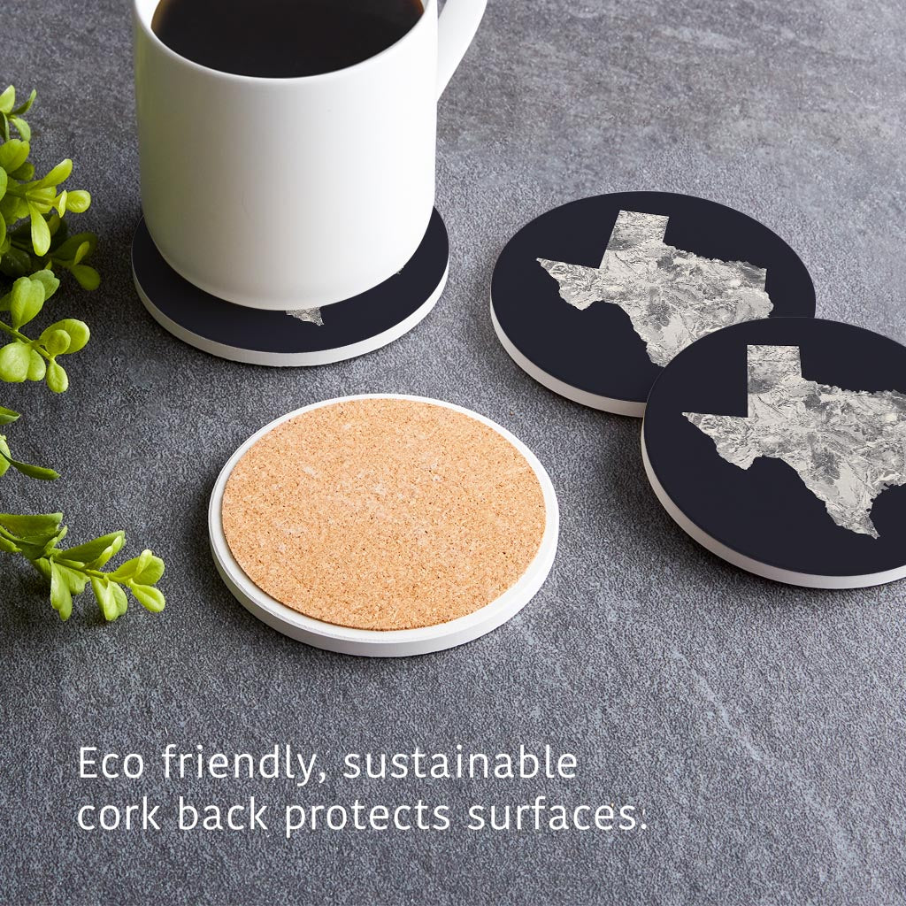 Modern Minimalist Texas Metal State Shape| Absorbent Coasters | Set of 4 | Min 2