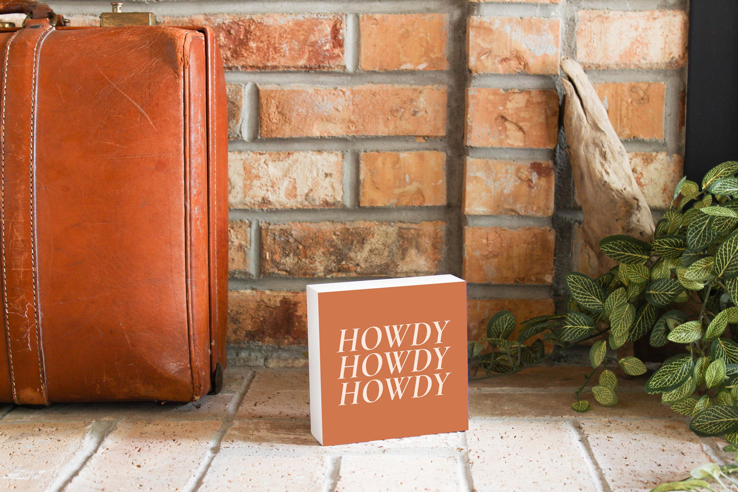 Modern Minimalist Texas Howdy | Wood Block | Eaches | Min 4