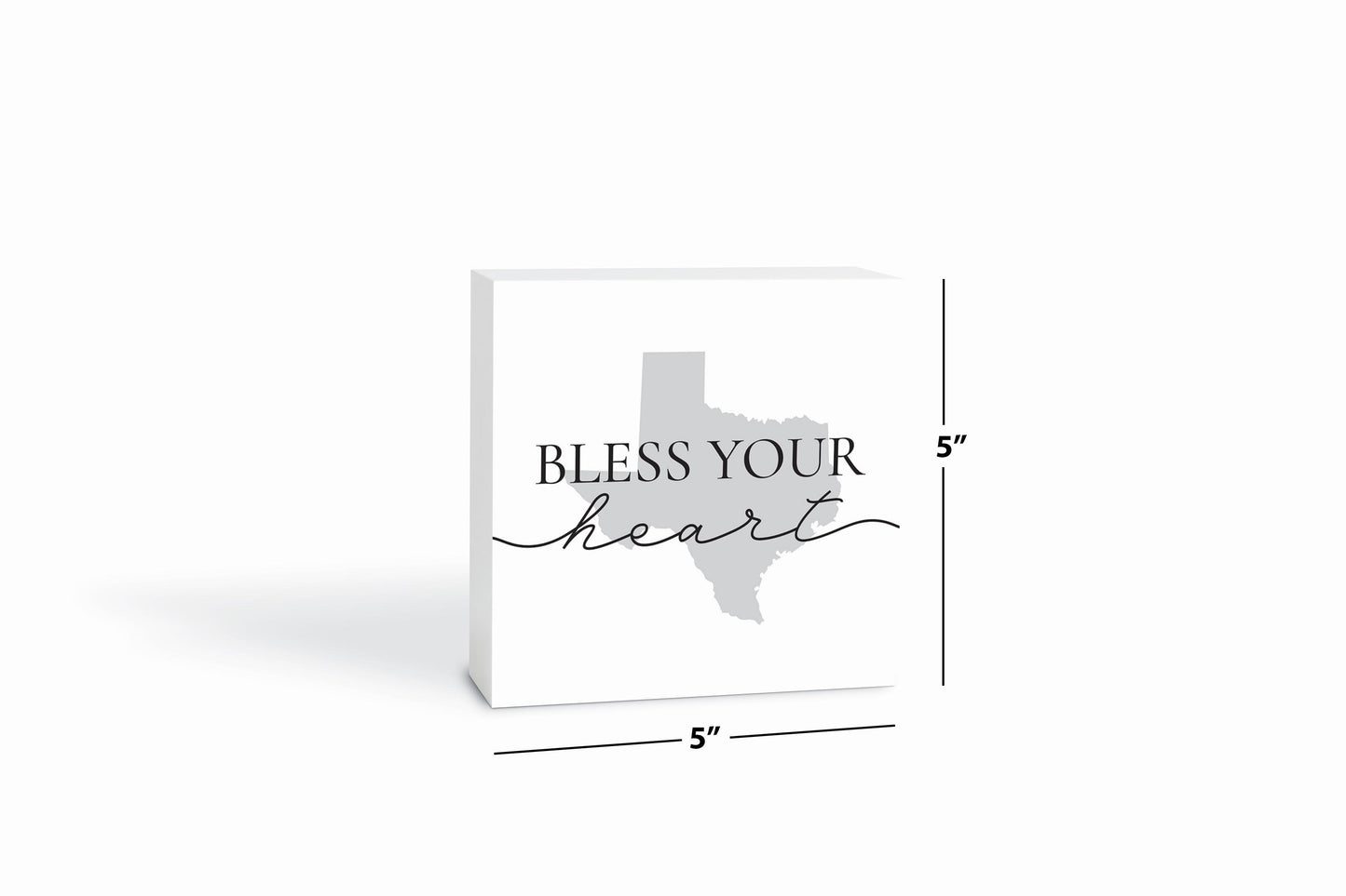 Minimalistic B&W Texas Bless Your Heart | Wood Block | Eaches | Min 4
