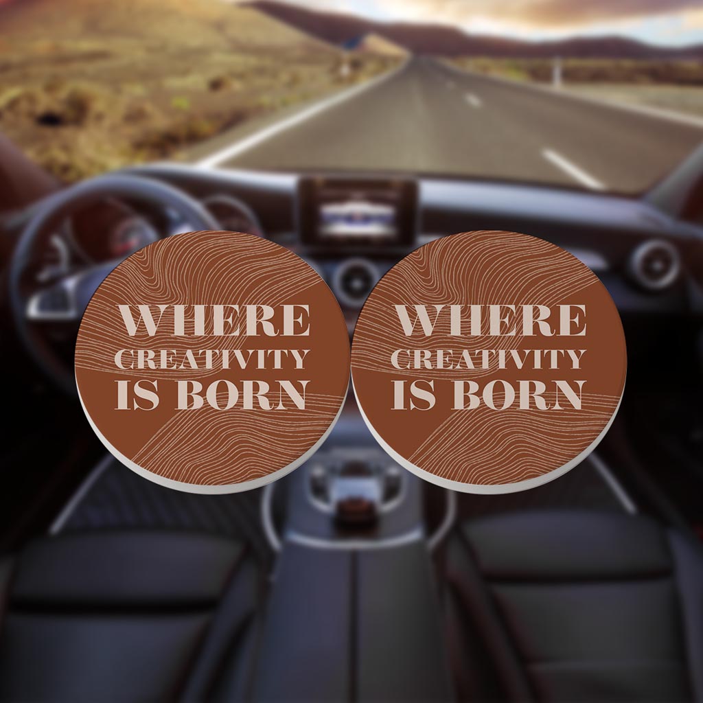 Modern Minimalist New York Creativity Is Born | Absorbent Car Coasters | Set of 2 | Min 4