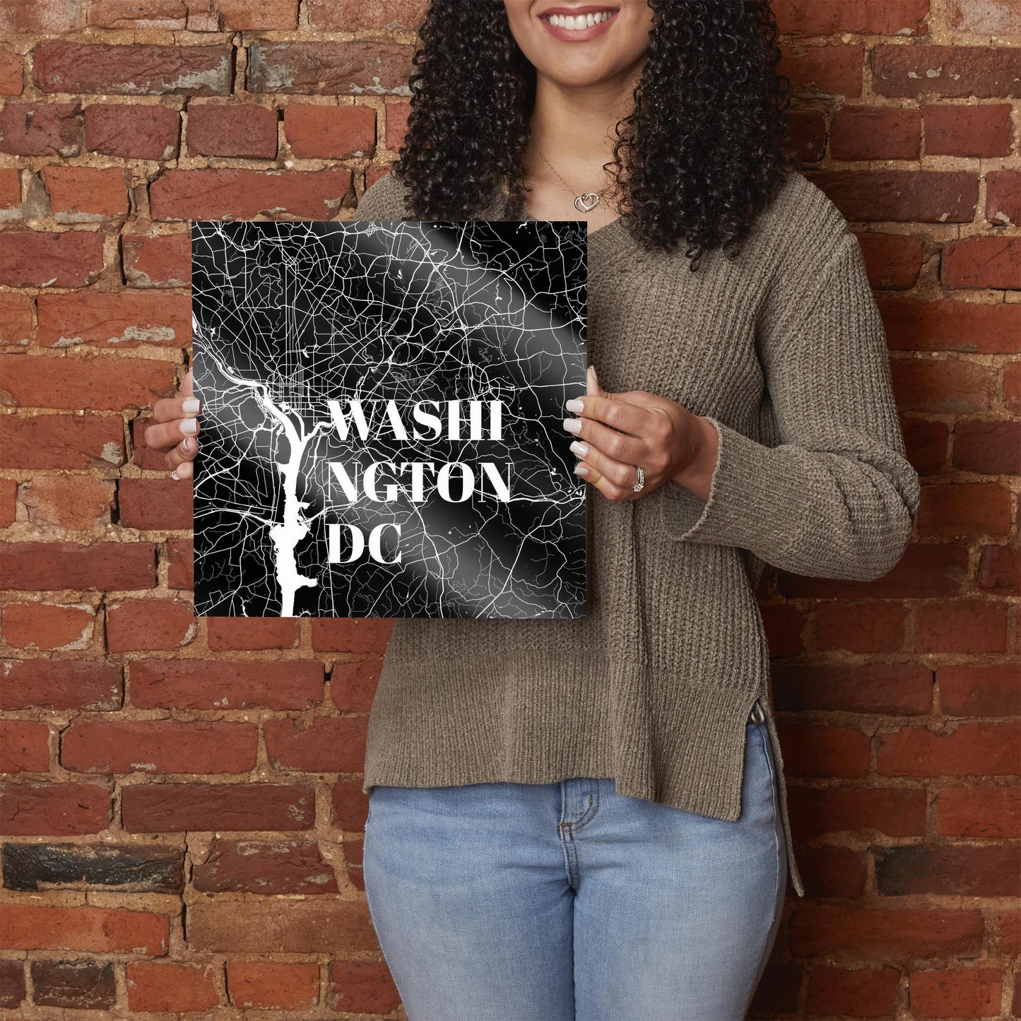 Minimalistic B&W Washington Dc Map | Hi-Def Glass Art | Eaches | Min 1
