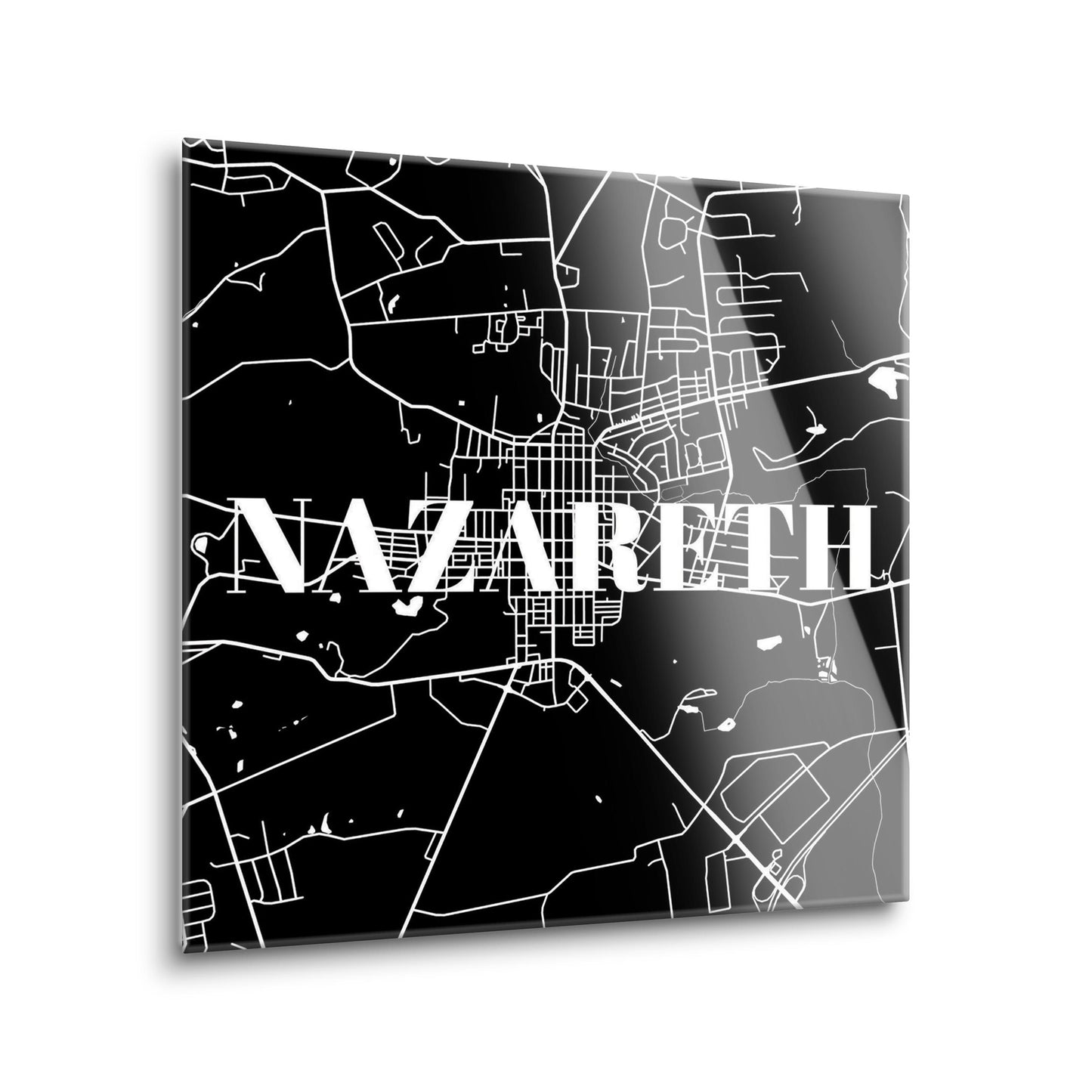 Minimalistic B&W Pennsylvania Nazareth Map | Hi-Def Glass Art | Eaches | Min 2
