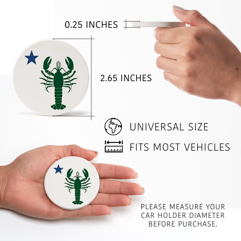 New England Star And Lobster | Absorbent Car Coasters | Set of 2 | Min 4