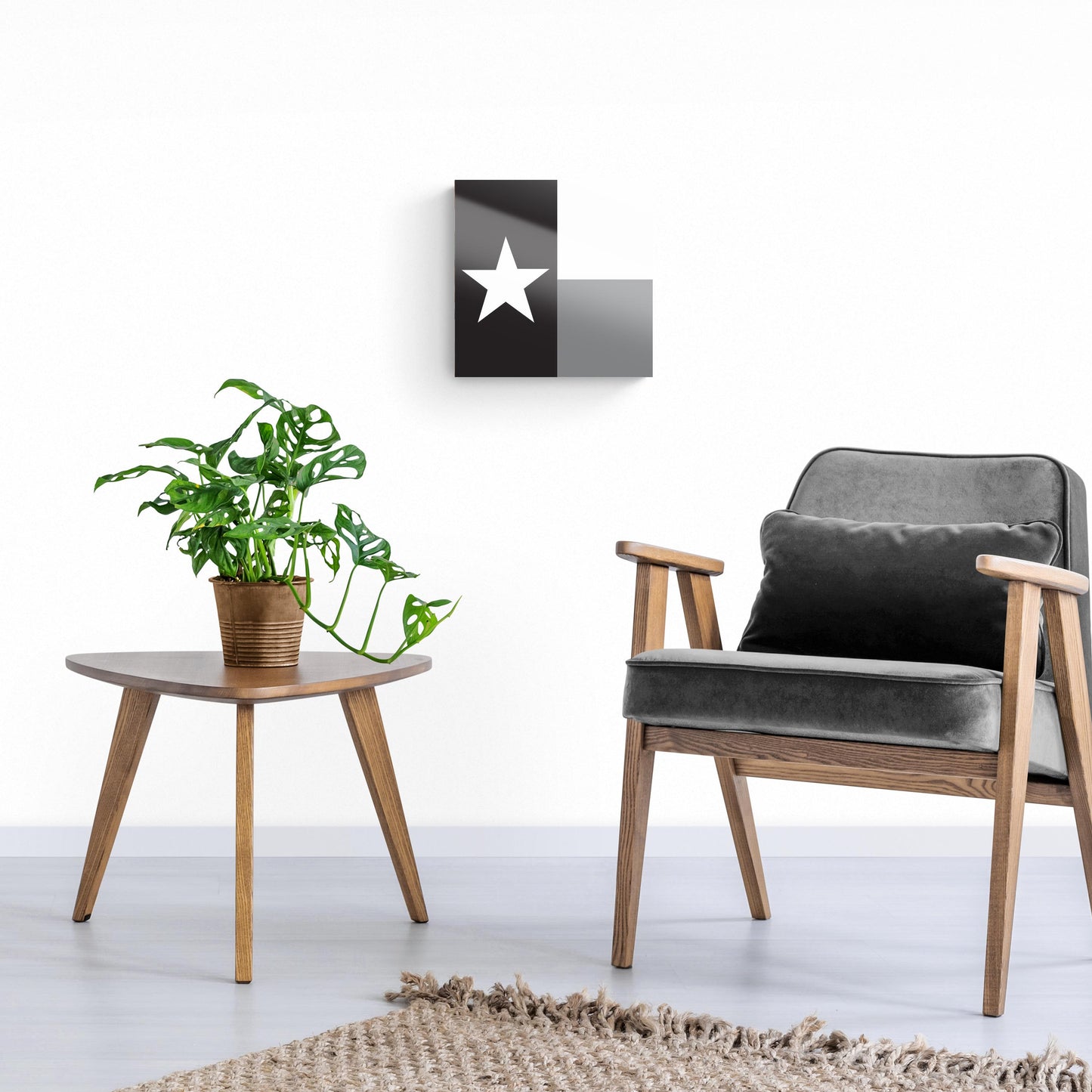 Minimalistic B&W Texas State Flag | Hi-Def Glass Art | Eaches | Min 1