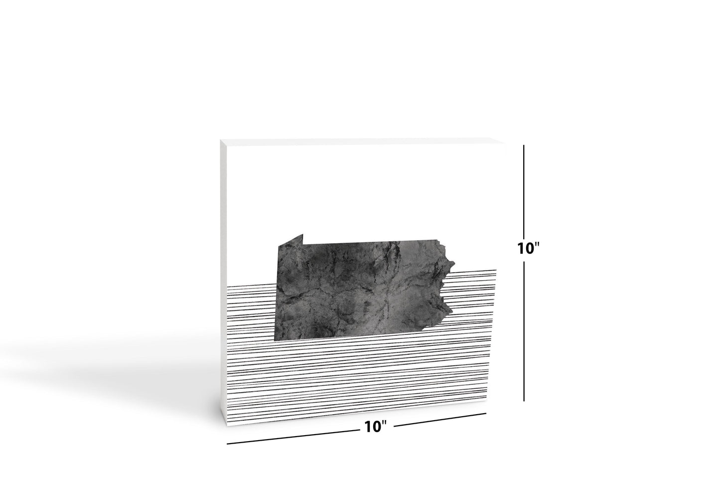 Minimalistic B&W Pennsylvania Shape Straight Lines | Wood Block | Eaches | Min 2