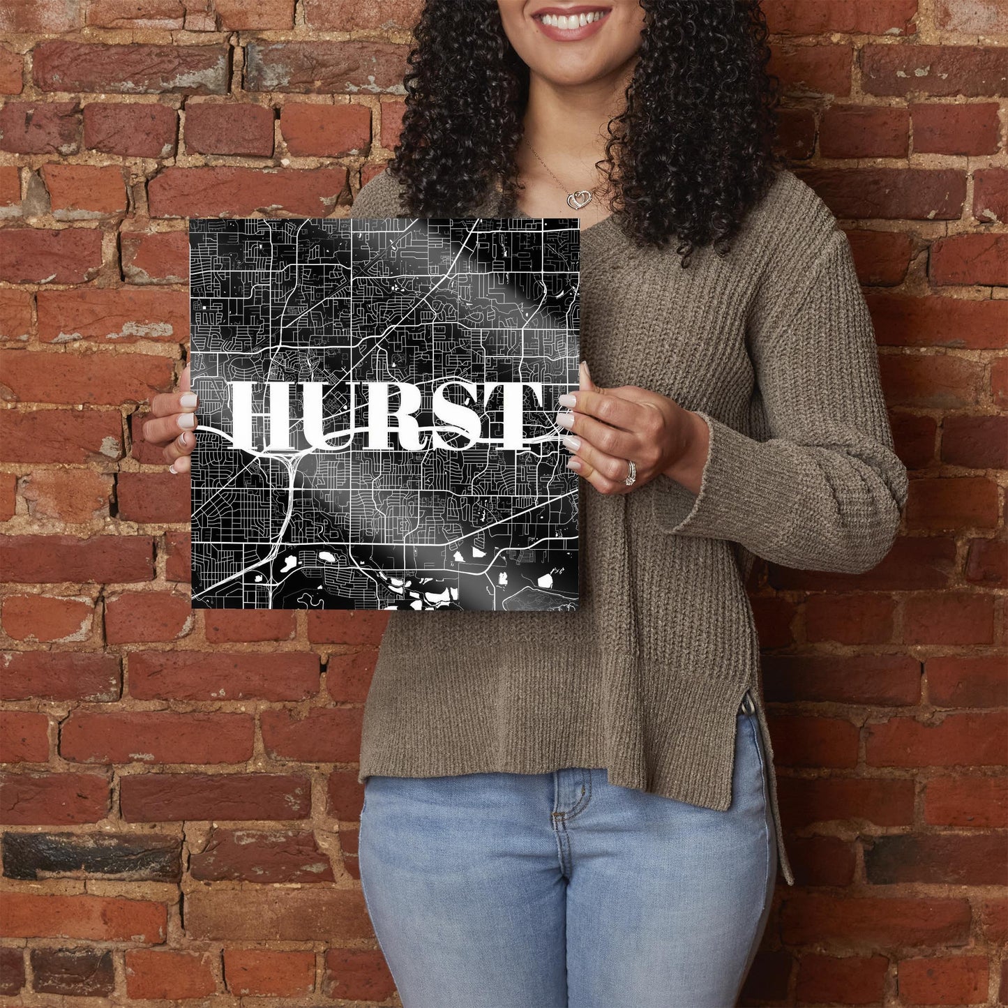 Minimalistic B&W Texas Hurst Map | Hi-Def Glass Art | Eaches | Min 1