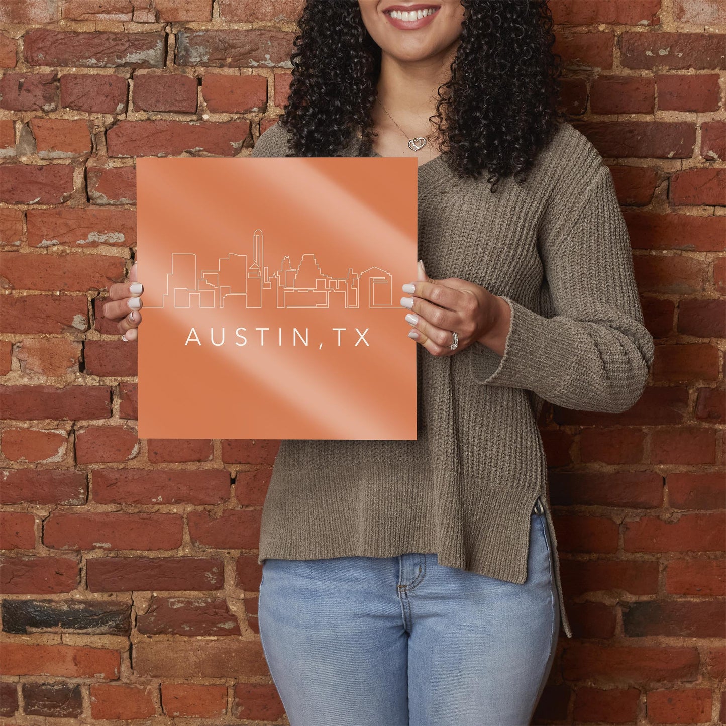 Modern Minimalist Texas Austin Skyline | Hi-Def Glass Art | Eaches | Min 1
