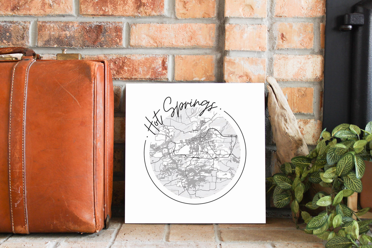 B&W Minimalist Arkansas Hot Springs Circle Map | Wood Sign | Eaches | Min 2