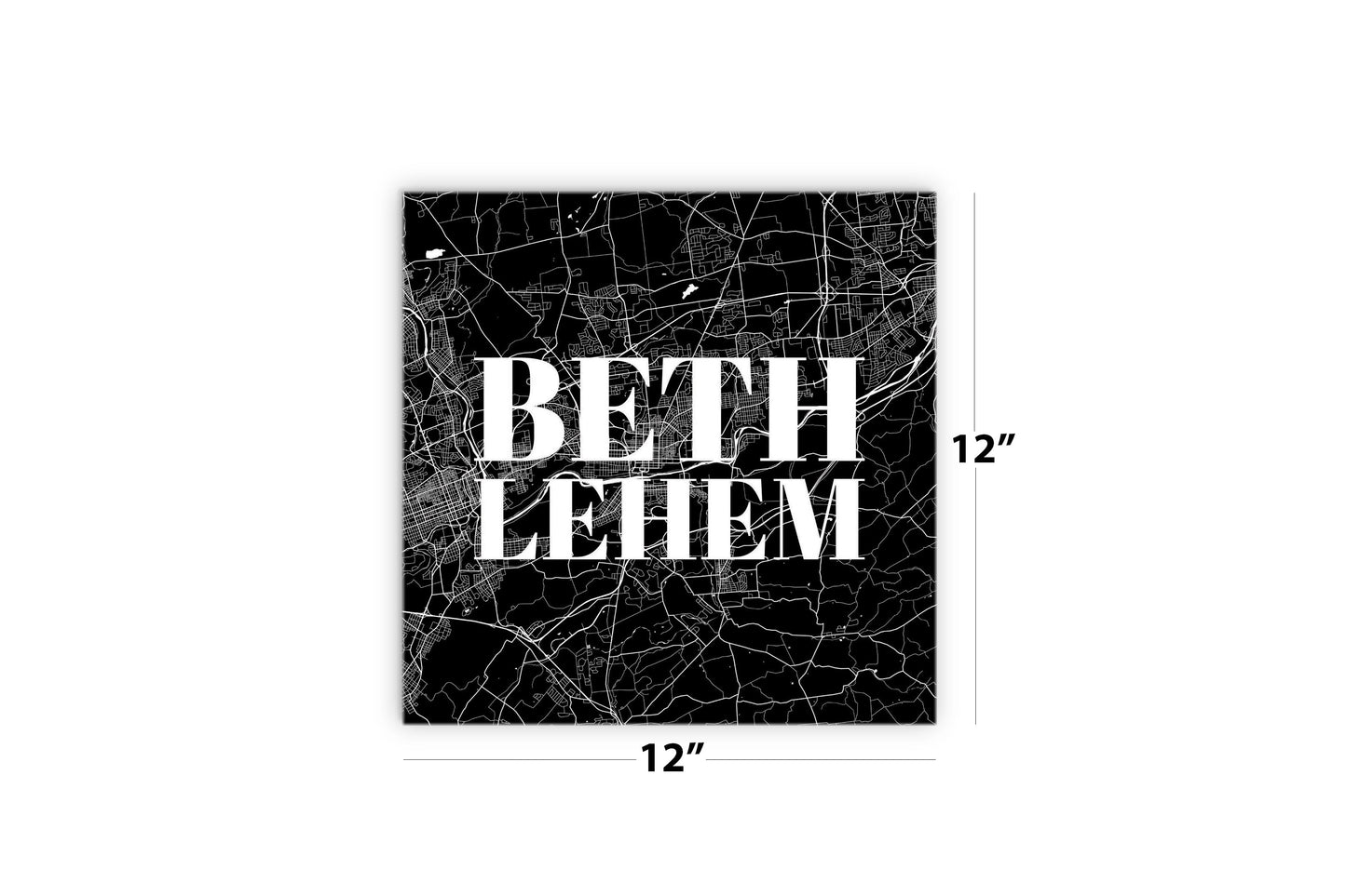 Minimalistic B&W Pennsylvania Bethlehem Map | Wood Sign | Eaches | Min 2