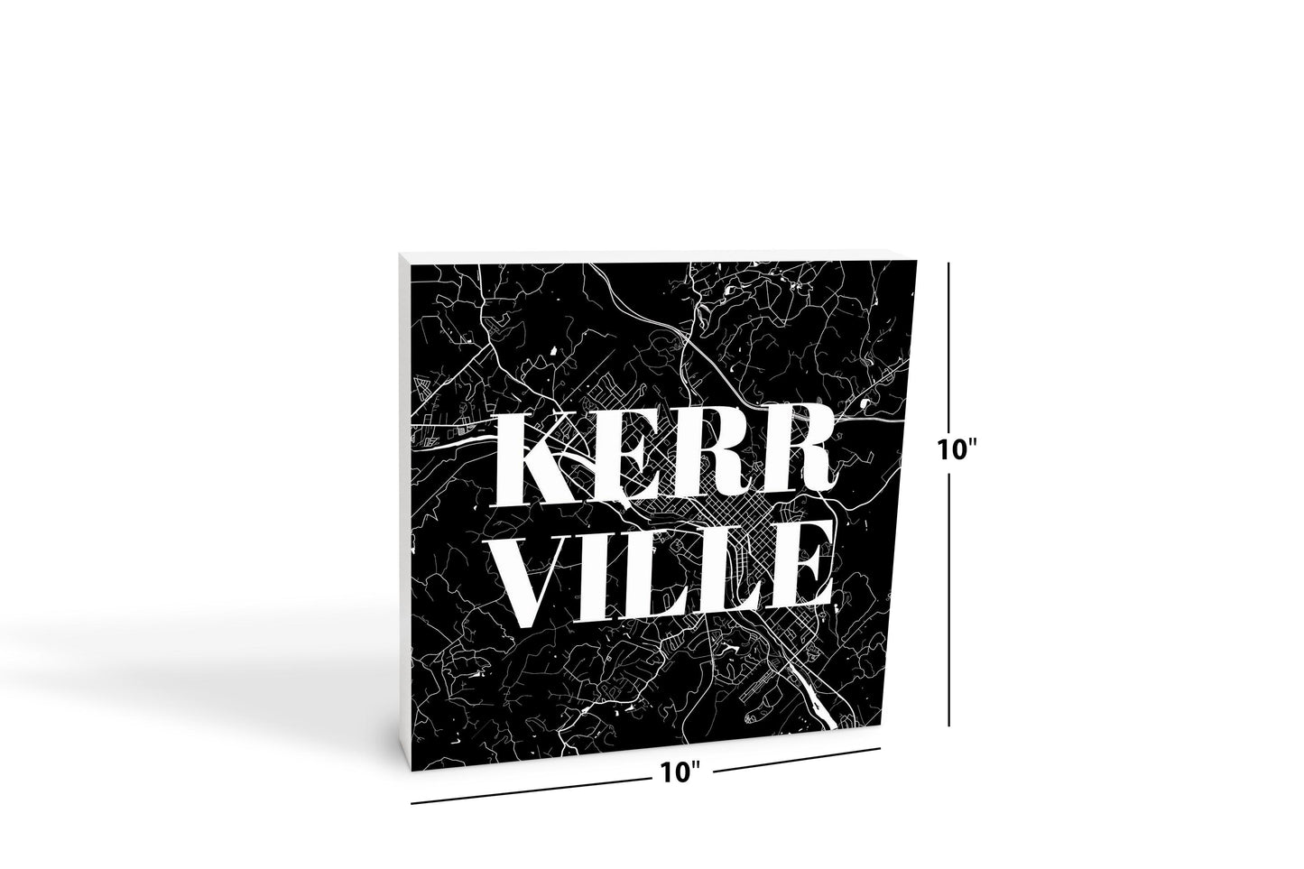 Minimalistic B&W Texas Kerrville Map | Wood Block | Eaches | Min 2