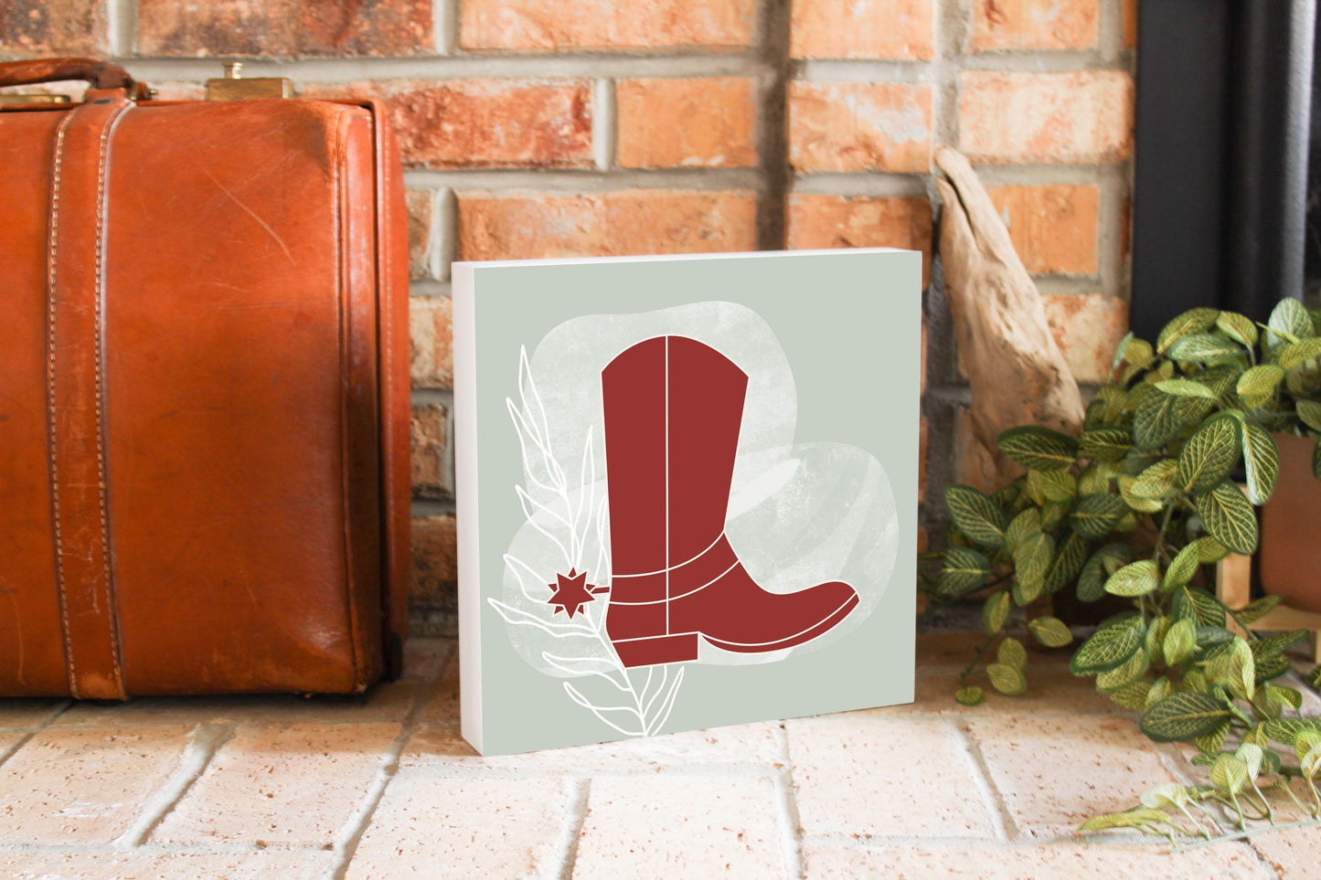Modern Minimalist Oklahoma Boot | Wood Block | Eaches | Min 2