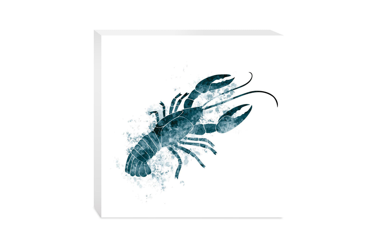 Blue White Water Color Crawfish | Wood Block | Eaches | Min 2
