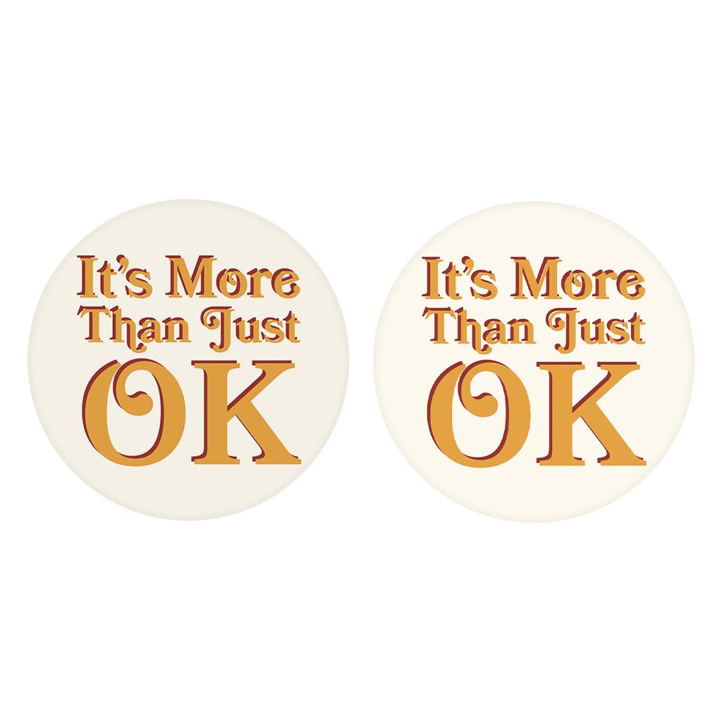 Modern Minimalist Oklahoma More Than Just Ok | Absorbent Car Coasters | Set of 2 | Min 4