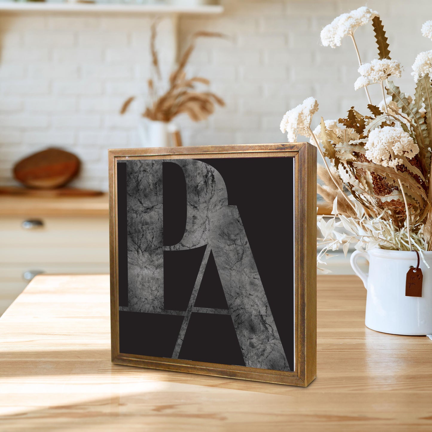 Minimalistic B&W Pennsylvania Black Initials | Wood Sign | Eaches | Min 1