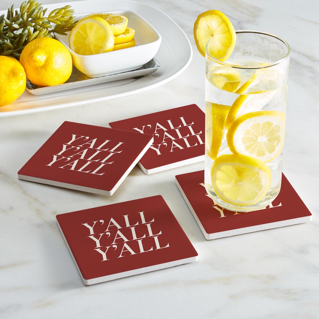 Modern Minimalist Oklahoma Yall | Absorbent Coasters | Set of 4 | Min 2