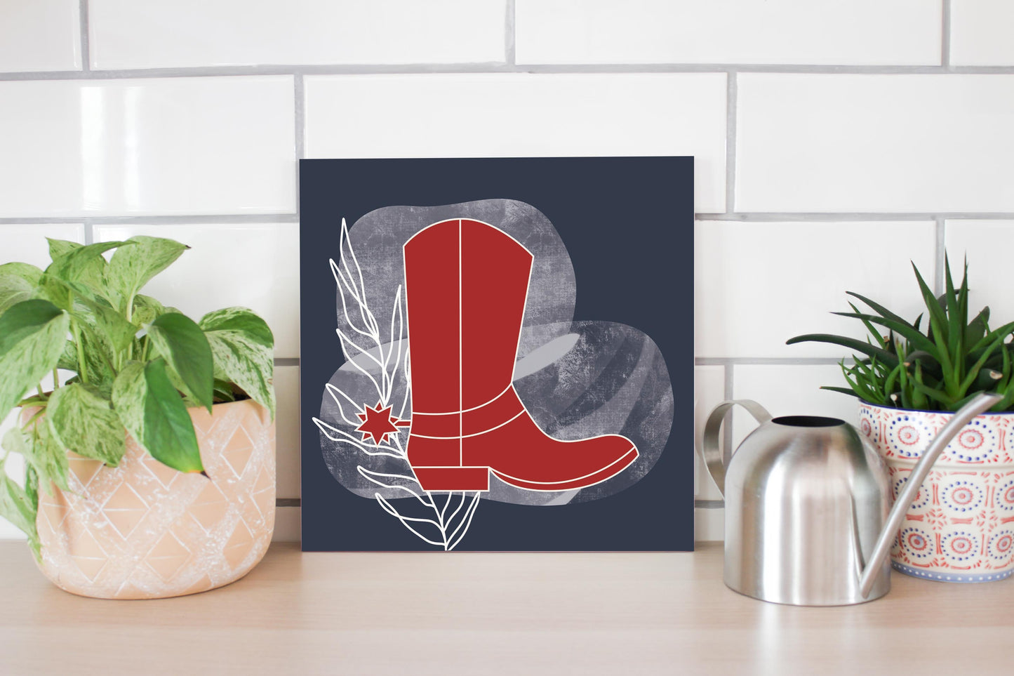 Modern Minimalist Texas Colors Boot | Wood Sign | Eaches | Min 2