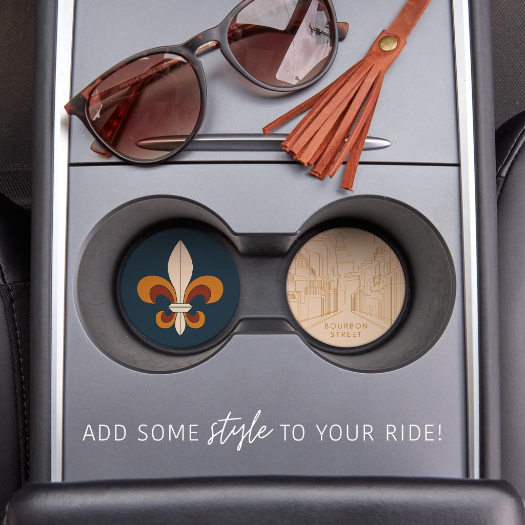 Modern Minimalist Louisiana Set | Absorbent Car Coasters | Set of 2 | Min 4