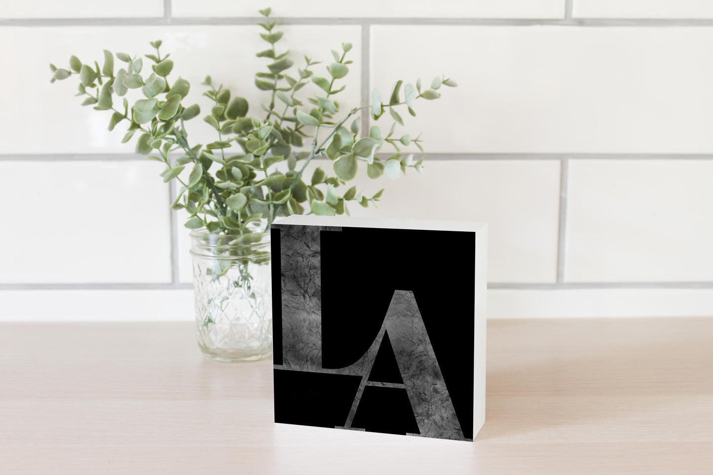 Modern Black Louisiana Initials | Wood Block | Eaches | Min 4