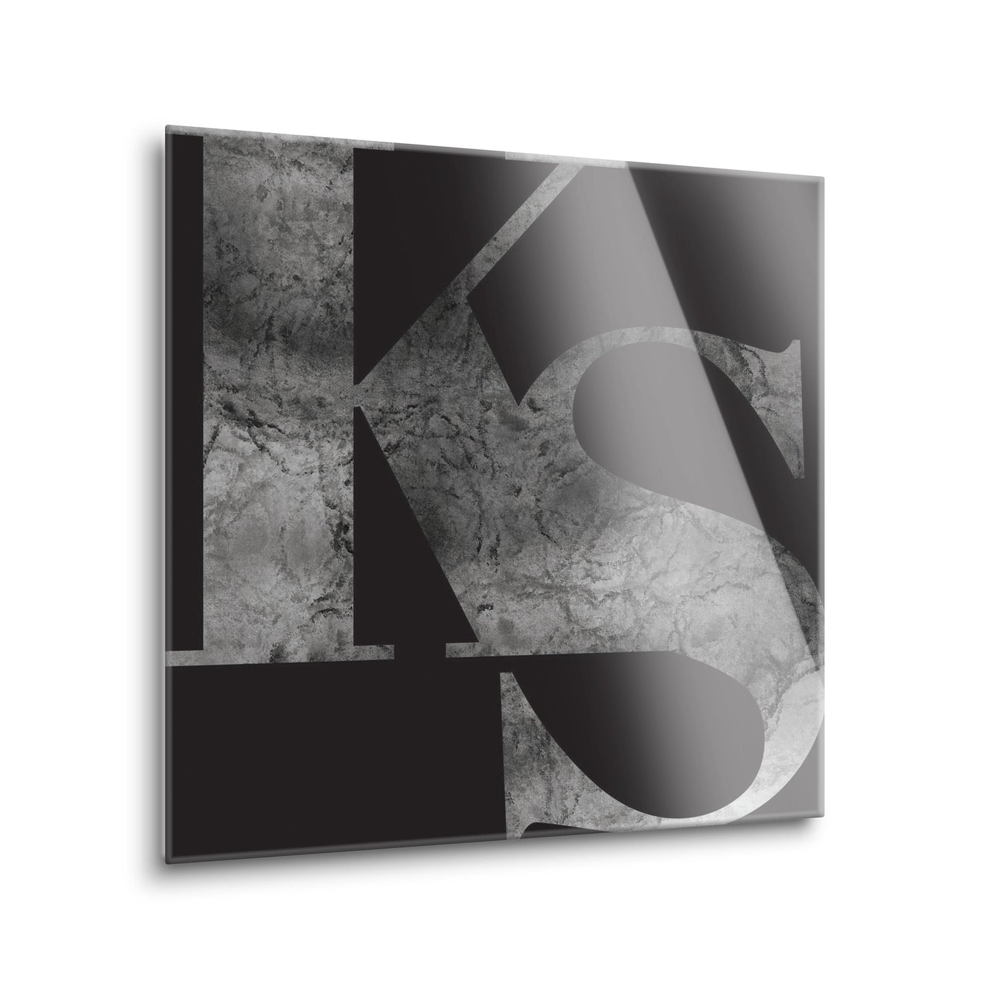 Minimalist B&W Kansas Black Initials | Hi-Def Glass Art | Eaches | Min 2