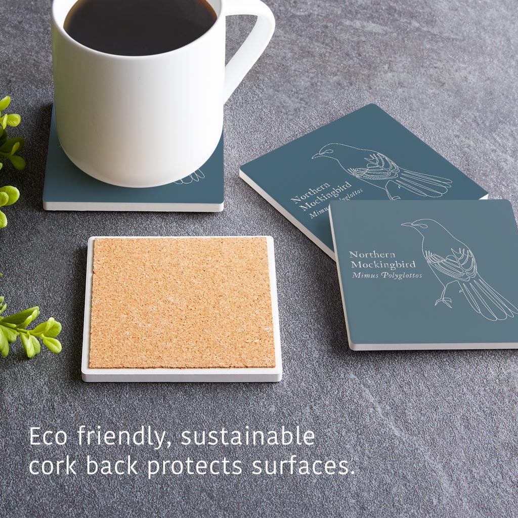 Modern Minimalist Arkansas Mockingbird | Absorbent Coasters | Set of 4 | Min 2