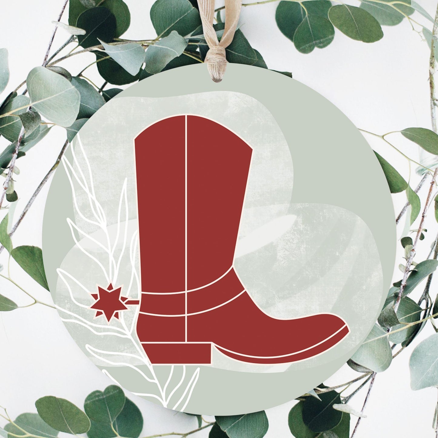 Modern Minimalist Oklahoma Boot | Wood Ornament | Eaches | Min 1