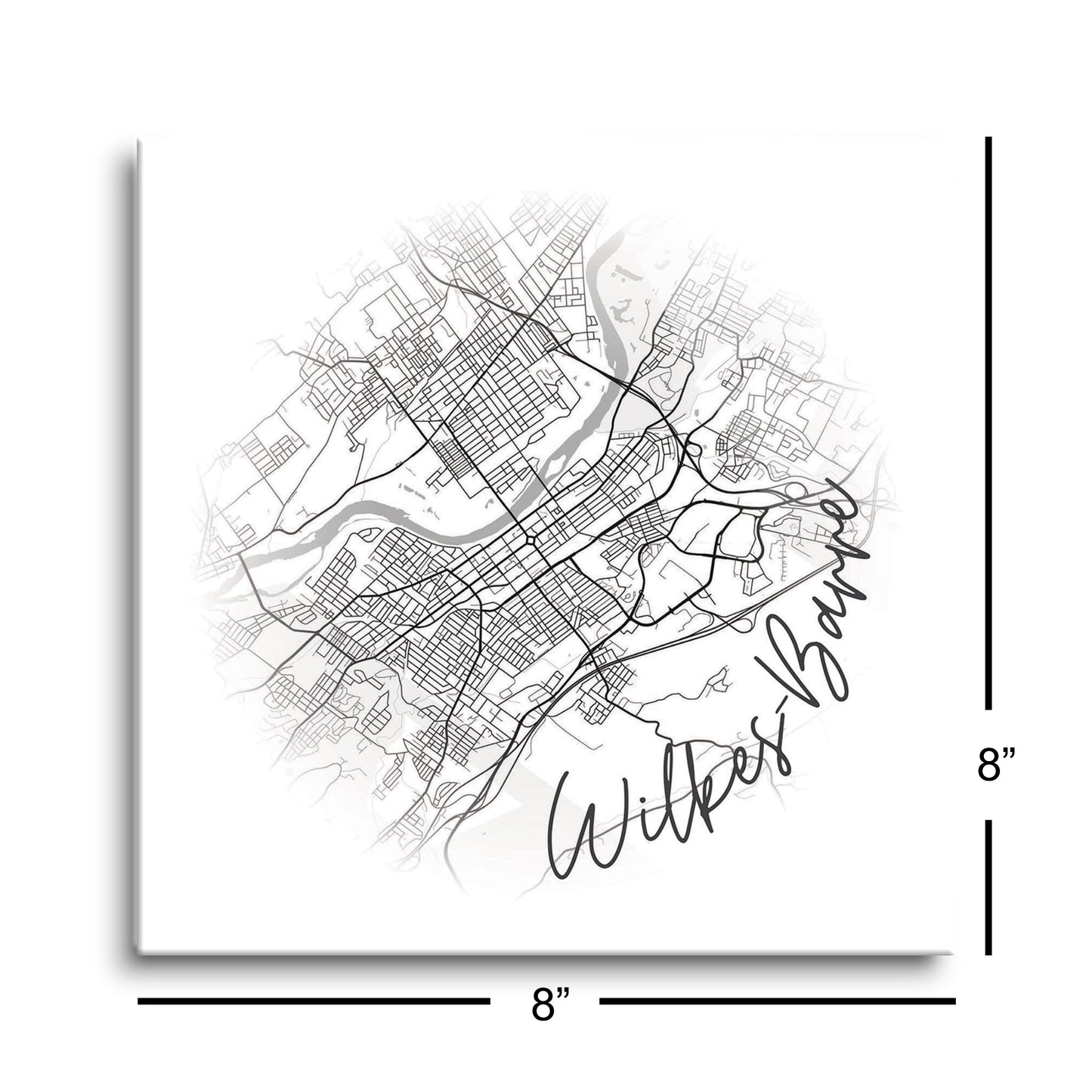 Minimalistic B&W Pennsylvania Wilkes Barre Circle Map | Hi-Def Glass Art | Eaches | Min 2