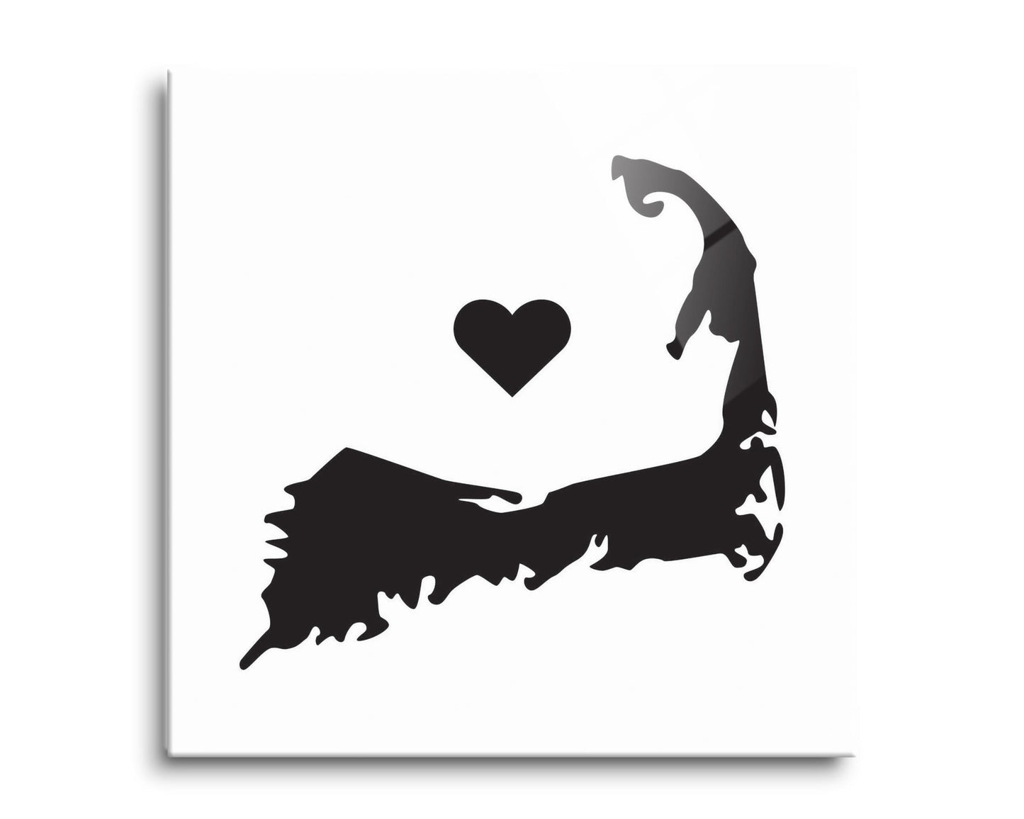 Minimalistic B&W Cape Cod With Heart | Hi-Def Glass Art | Eaches | Min 2