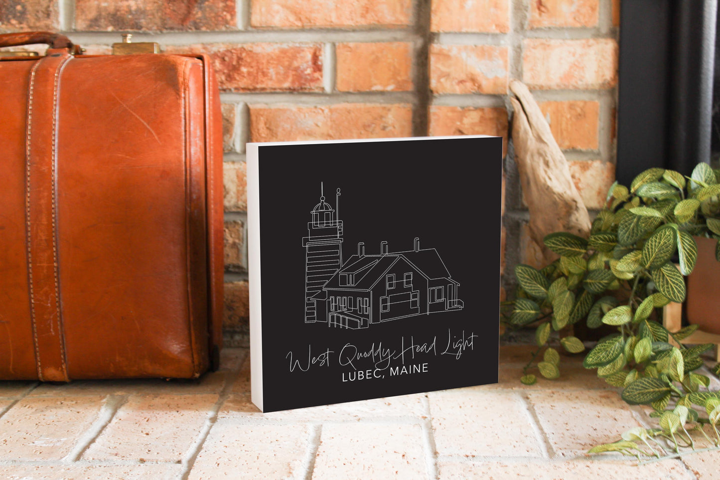 Black West Quoddy Head Light | Wood Block | Eaches | Min 2