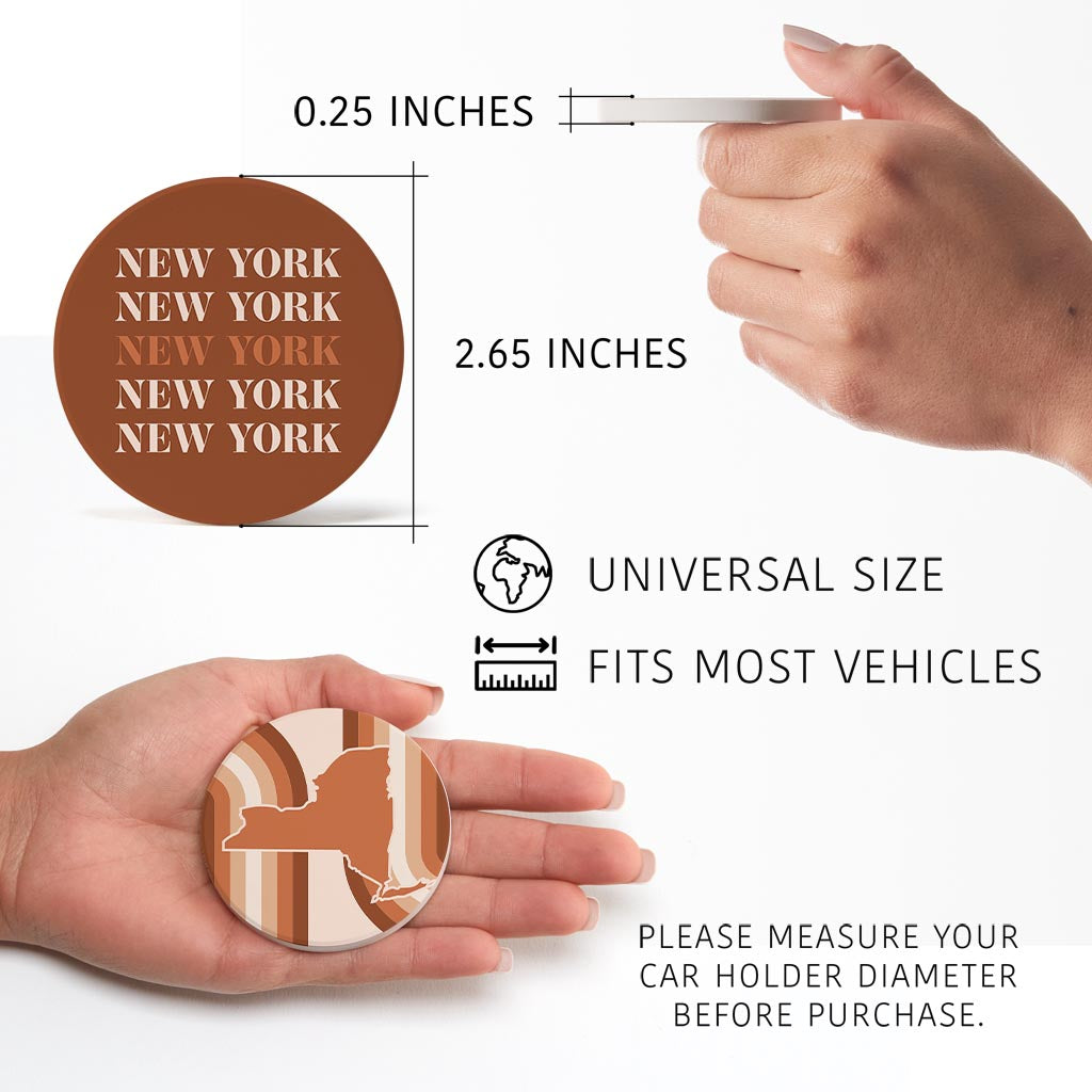 Modern Minimalist New York Shape Ny Dark| Absorbent Car Coasters | Set of 2 | Min 4