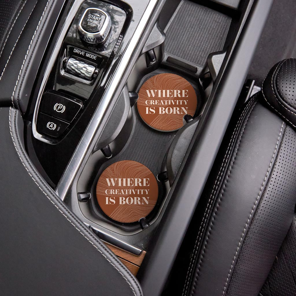 Modern Minimalist New York Creativity Is Born | Absorbent Car Coasters | Set of 2 | Min 4
