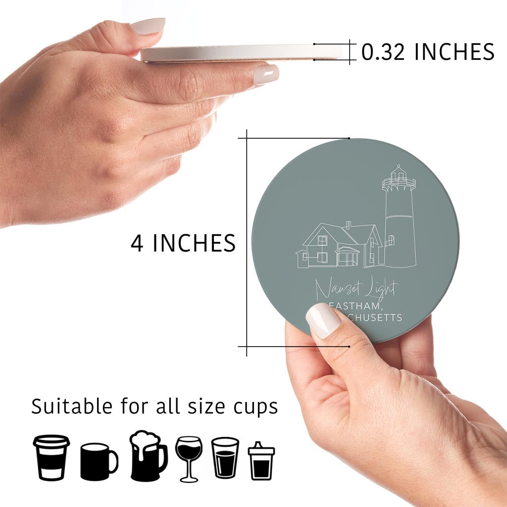 Nauset Light Muted Coastal | Absorbent Coasters | Set of 4 | Min 2