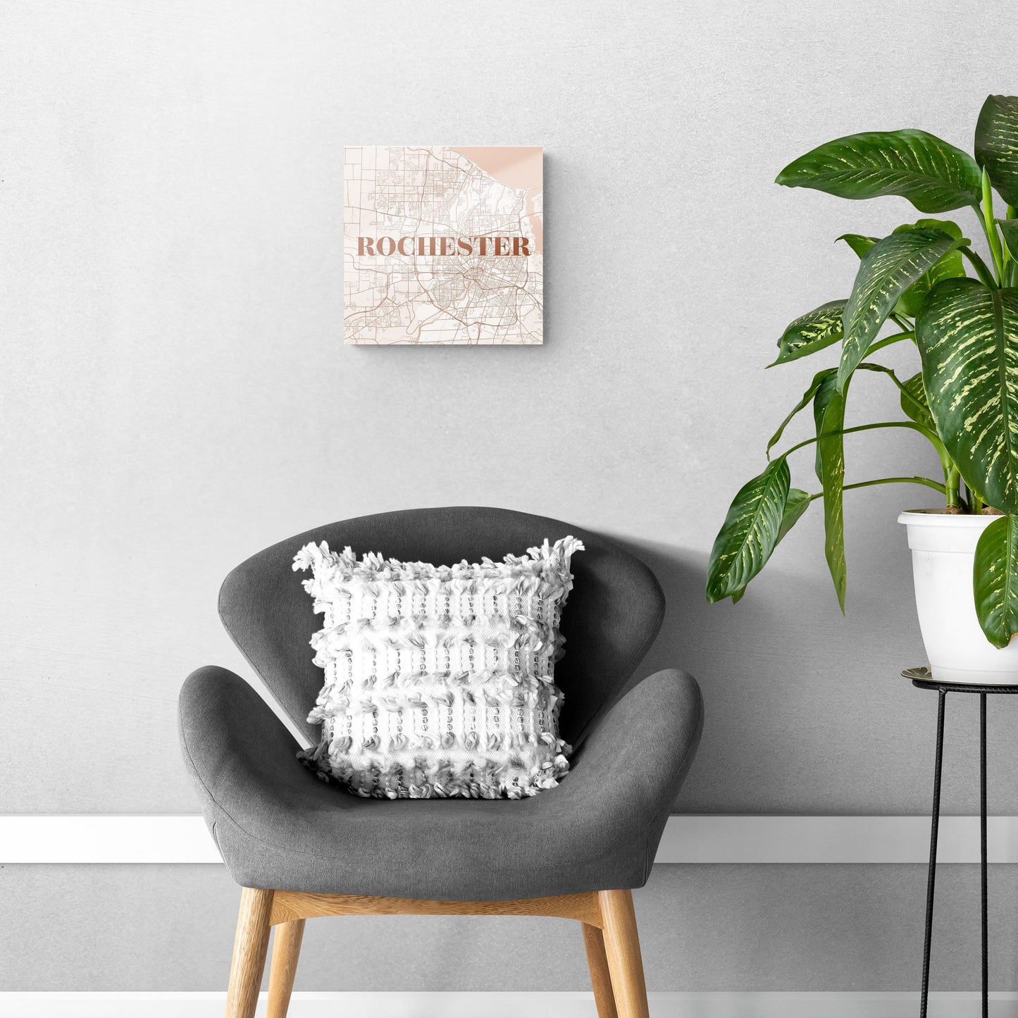 Modern Minimalist New York Rochester Map | Hi-Def Glass Art | Eaches | Min 1