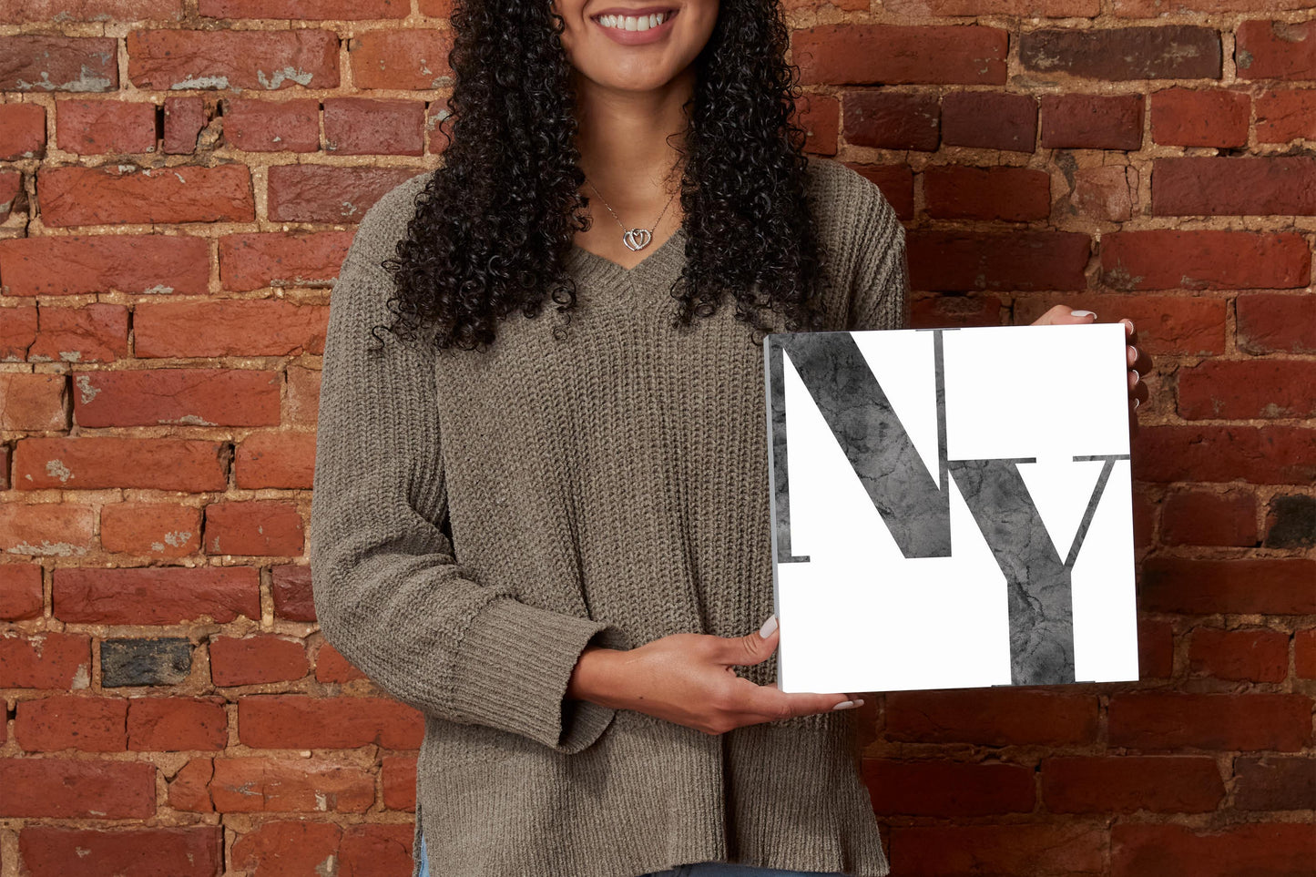 Minimalistic B&W New York White Initials | Wood Block | Eaches | Min 2