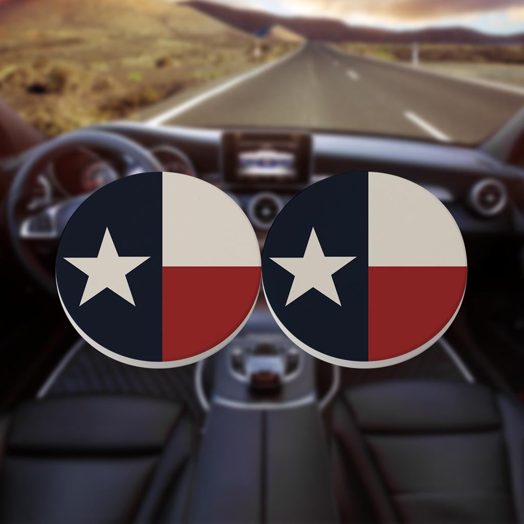 Modern Minimalist Texas Colors Flag | Absorbent Car Coasters | Set of 2 | Min 4