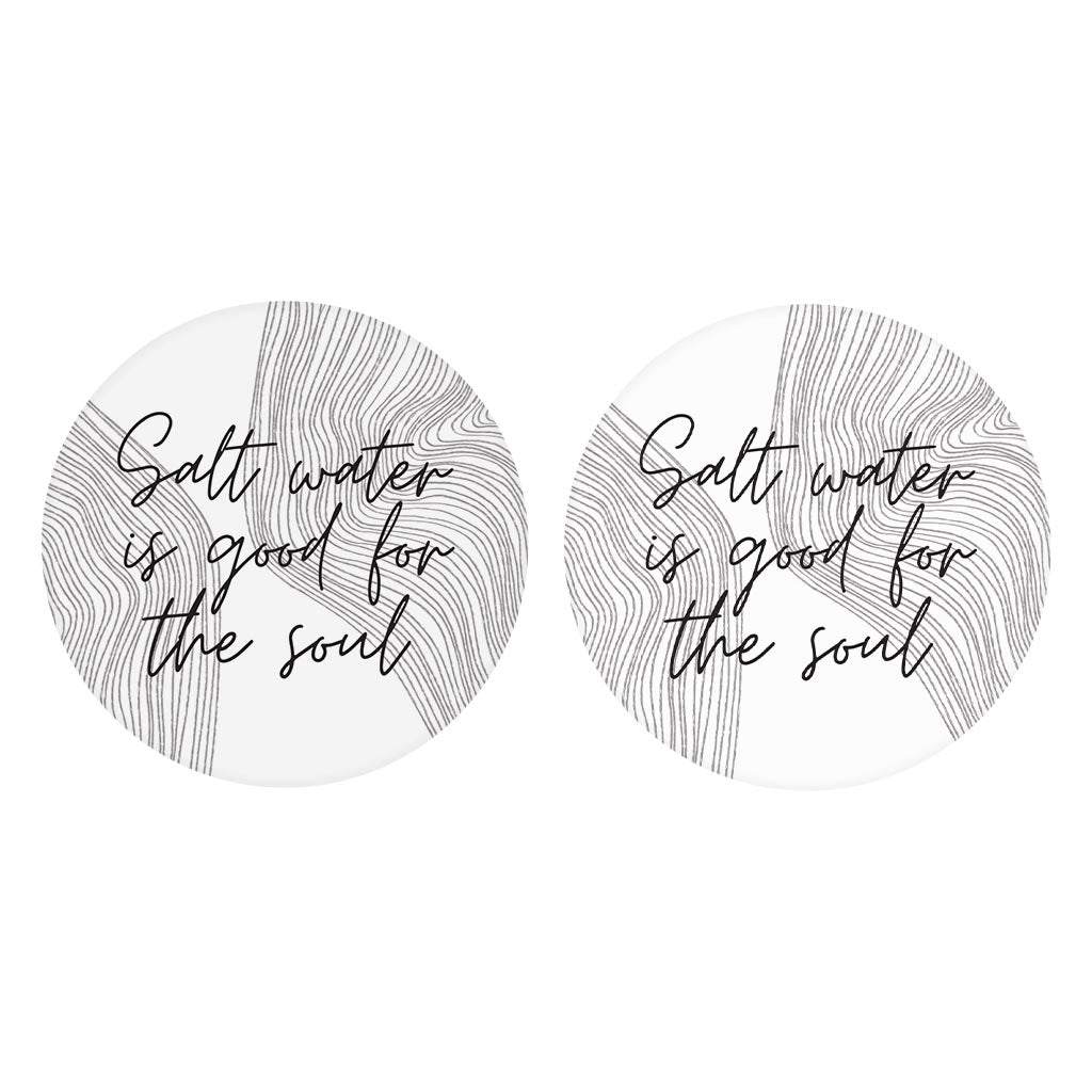 Minimalistic B&W Cape Cod Salt Water | Absorbent Car Coasters | Set of 2 | Min 4