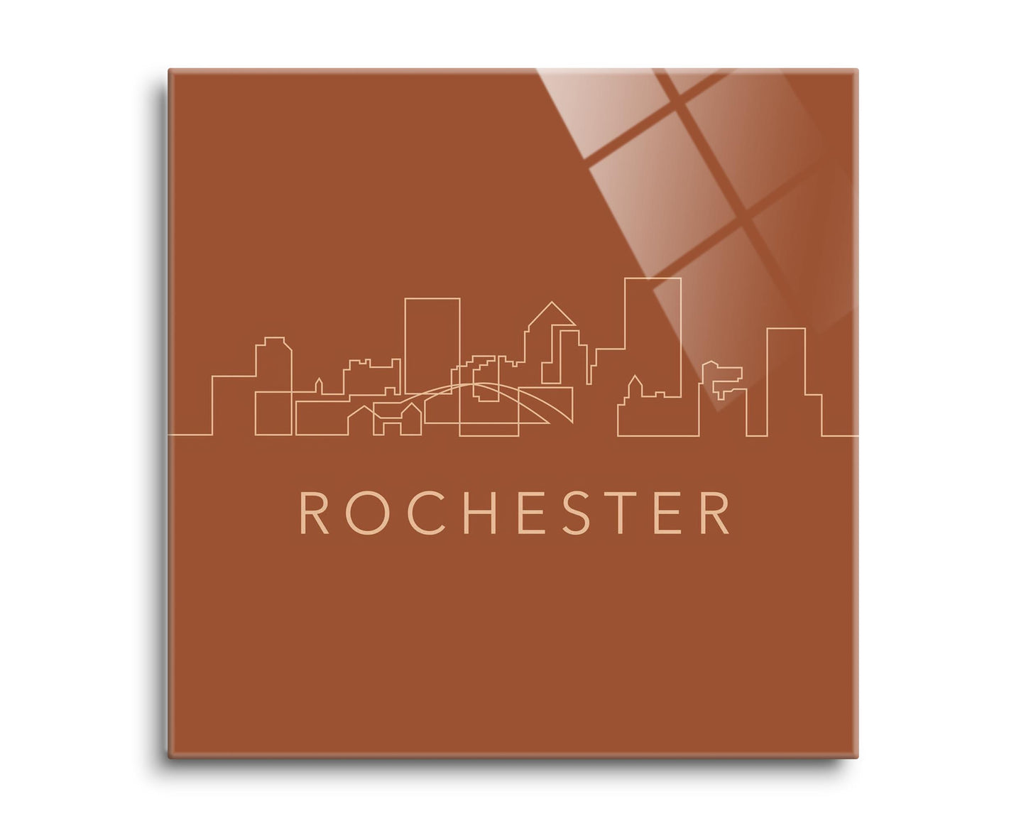 Modern Minimalist New York Rochester Skyline | Hi-Def Glass Art | Eaches | Min 2