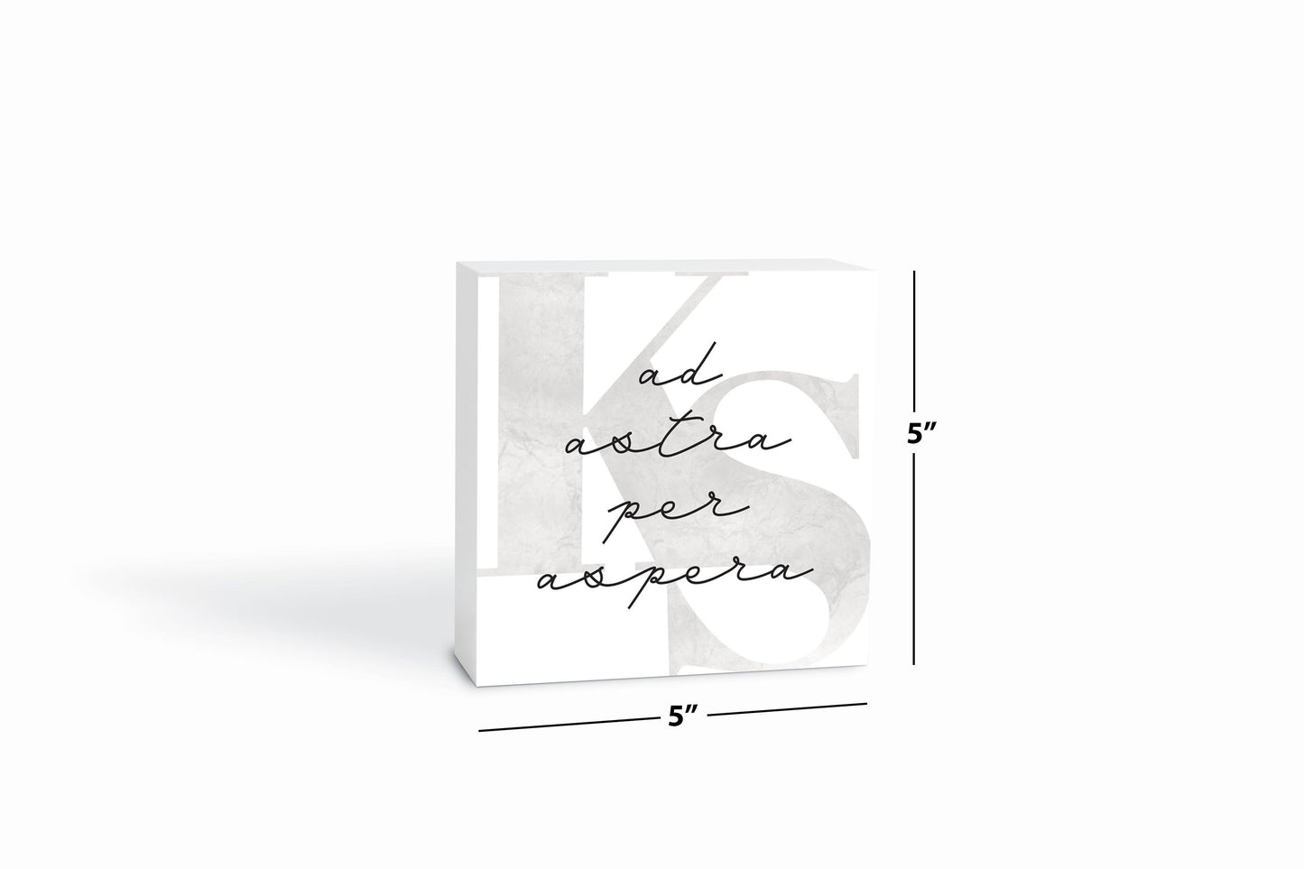 Minimalist B&W Kansas Ad Astra Per Aspera | Wood Block | Eaches | Min 4