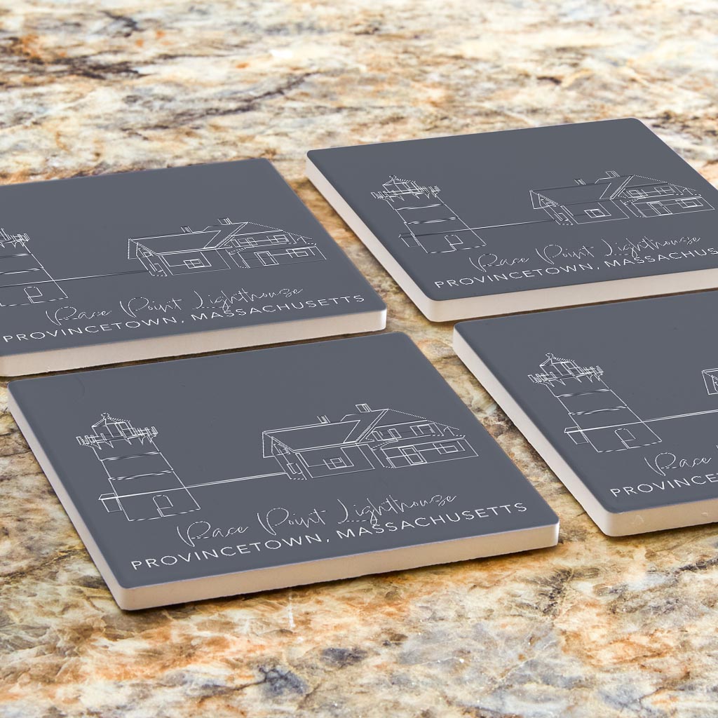Race Point Lighthouse Muted Coastal | Absorbent Coasters | Set of 4 | Min 2