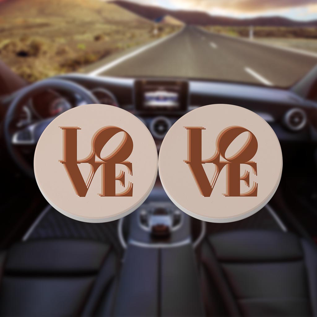 Modern Minimalist Pennsylvania Love Light | Absorbent Car Coasters | Set of 2 | Min 4