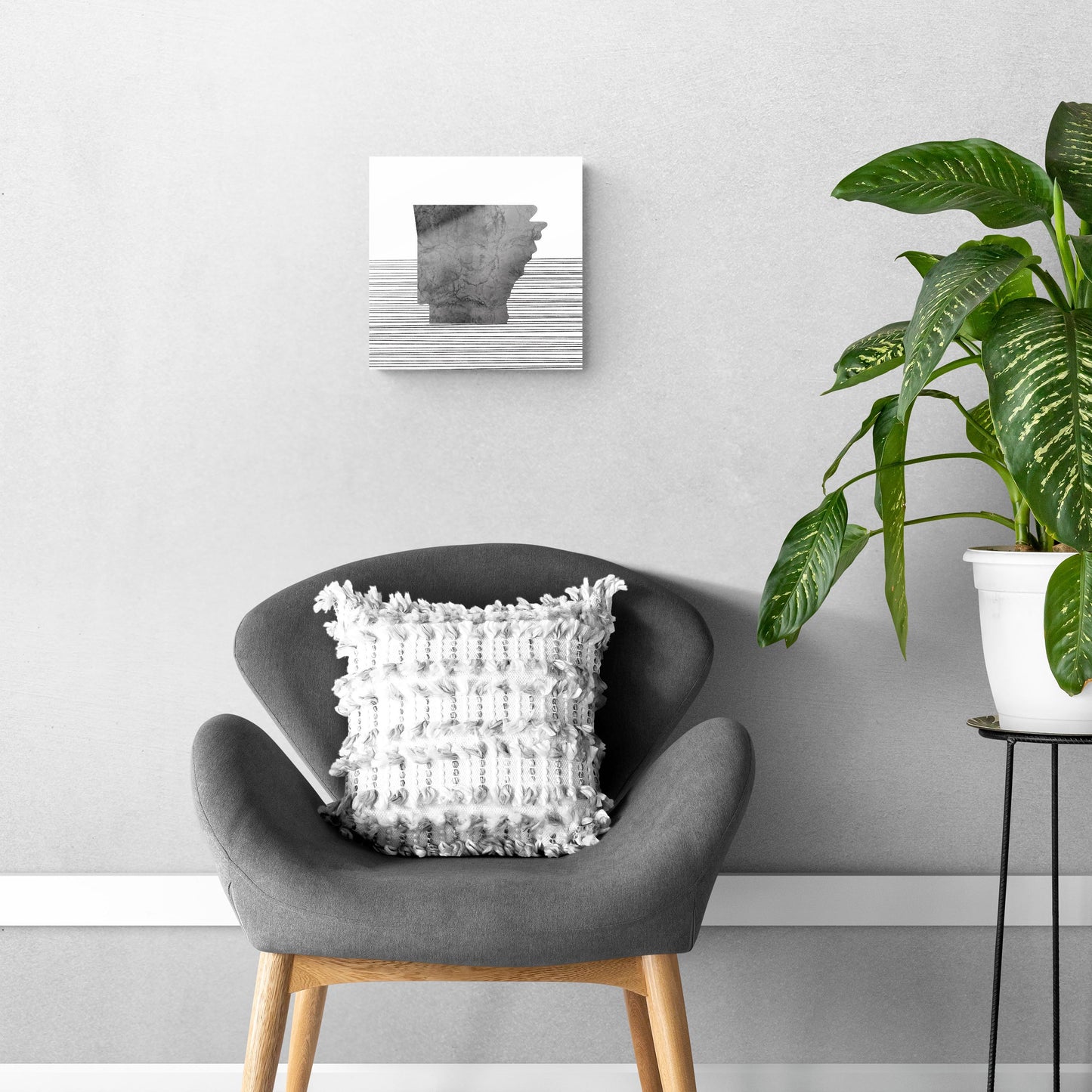 B&W Minimalist Arkansas Lines | Hi-Def Glass Art | Eaches | Min 1