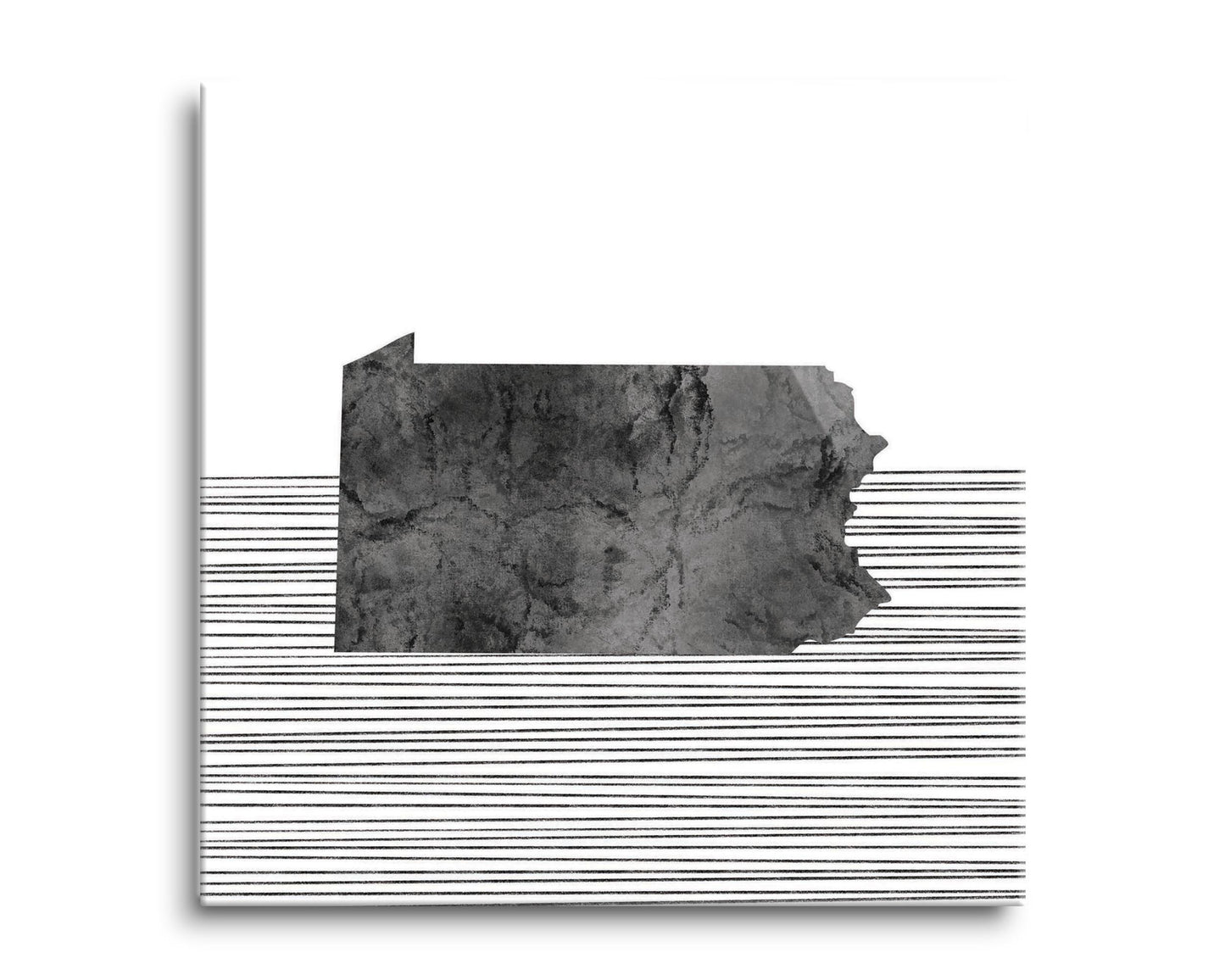Minimalistic B&W Pennsylvania Shape Straight Lines | Hi-Def Glass Art | Eaches | Min 2